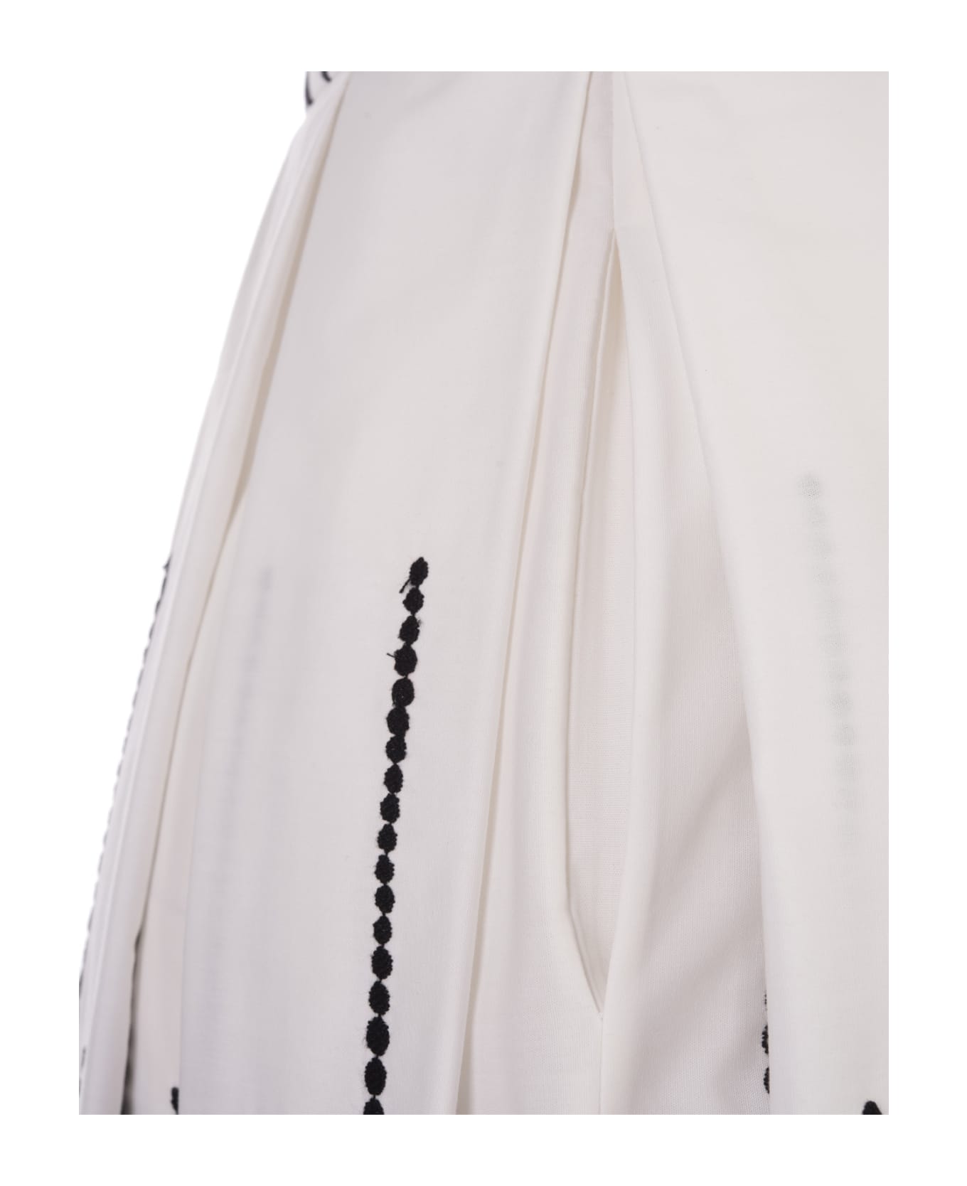 Elie Saab Moon Embroidered Poplin Dress In White And Black - White