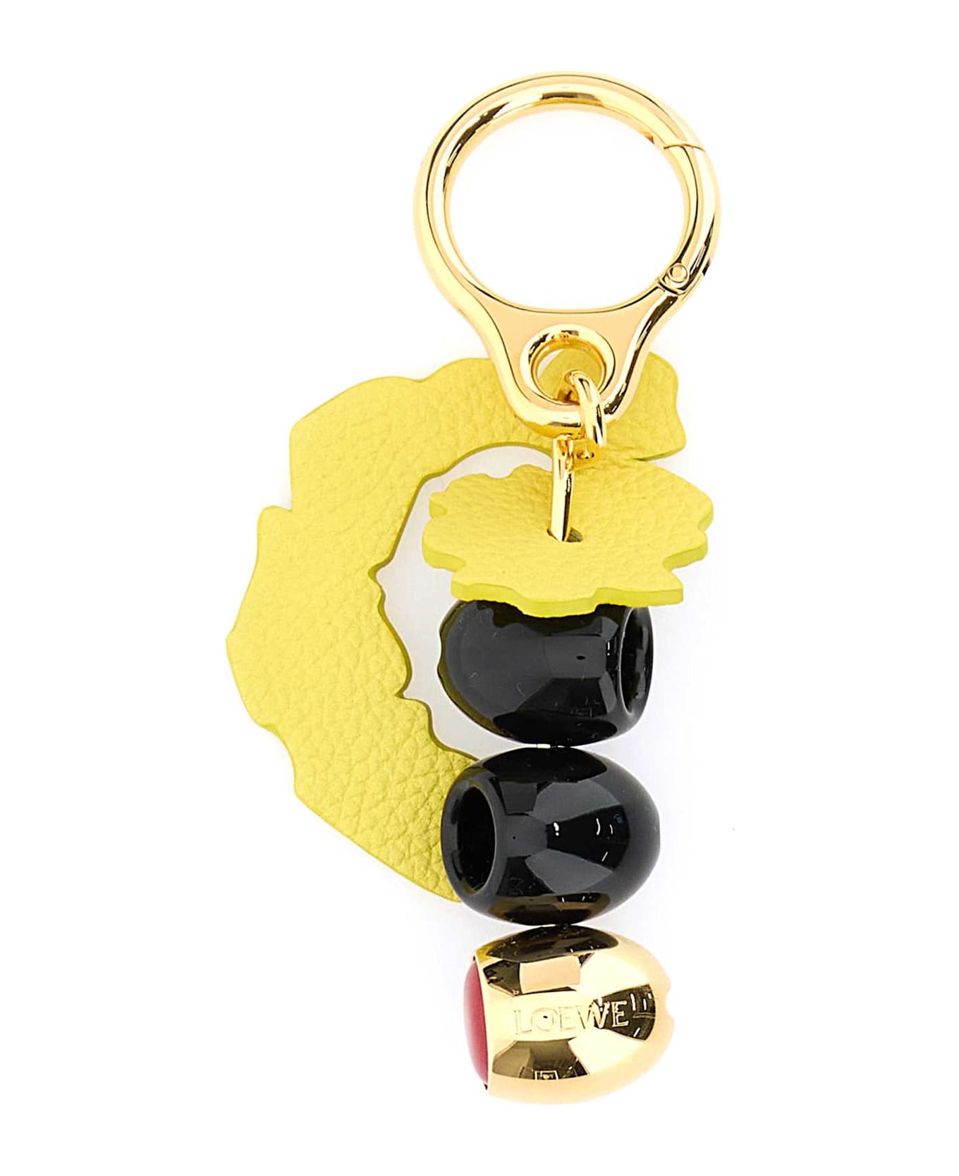 Loewe Multicolor Metal And Leather Key Ring - BLACKGOLD