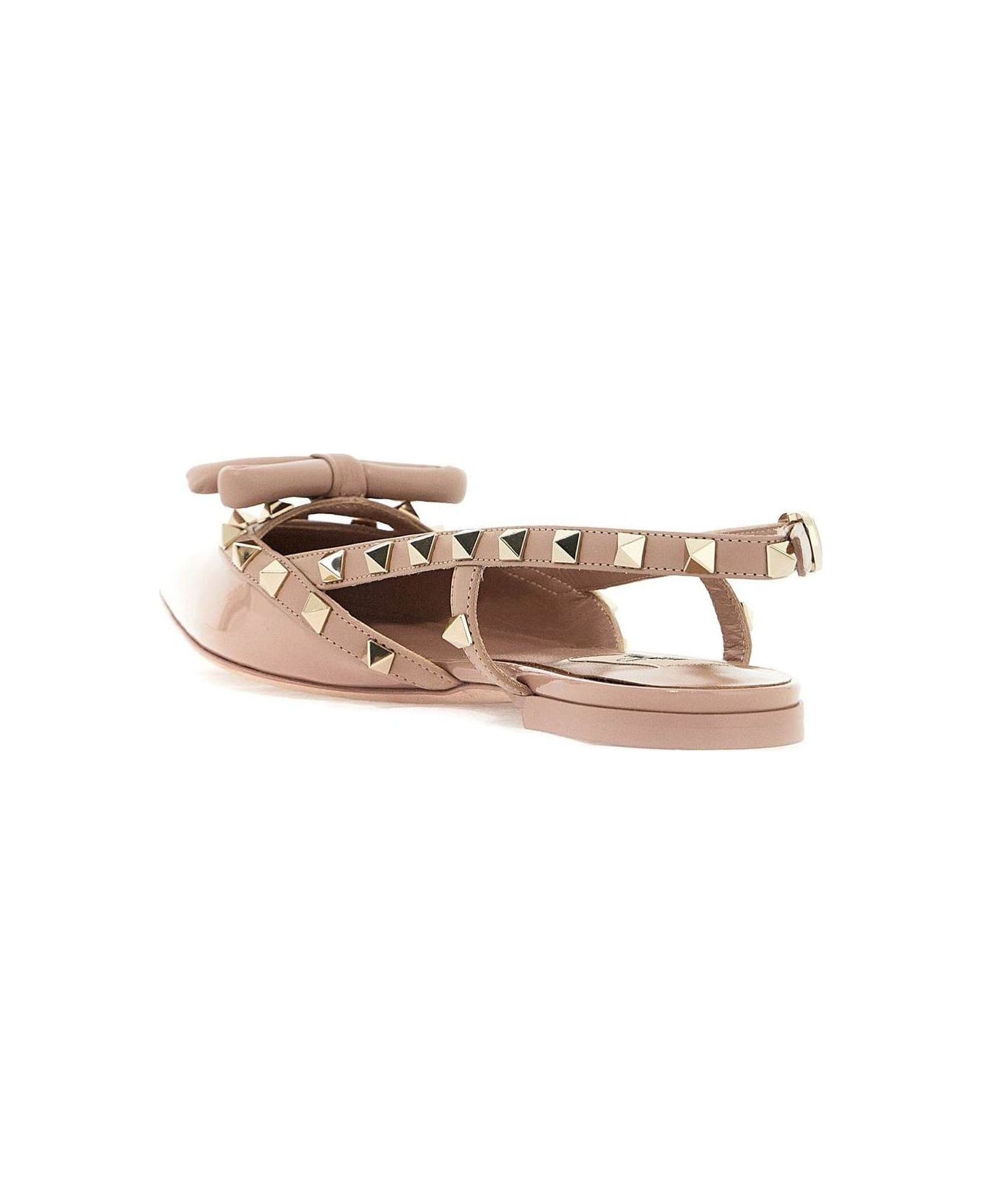 Valentino Garavani Garavani Rockstud Pointed Toe Slingback Ballerina Shoes - Powder