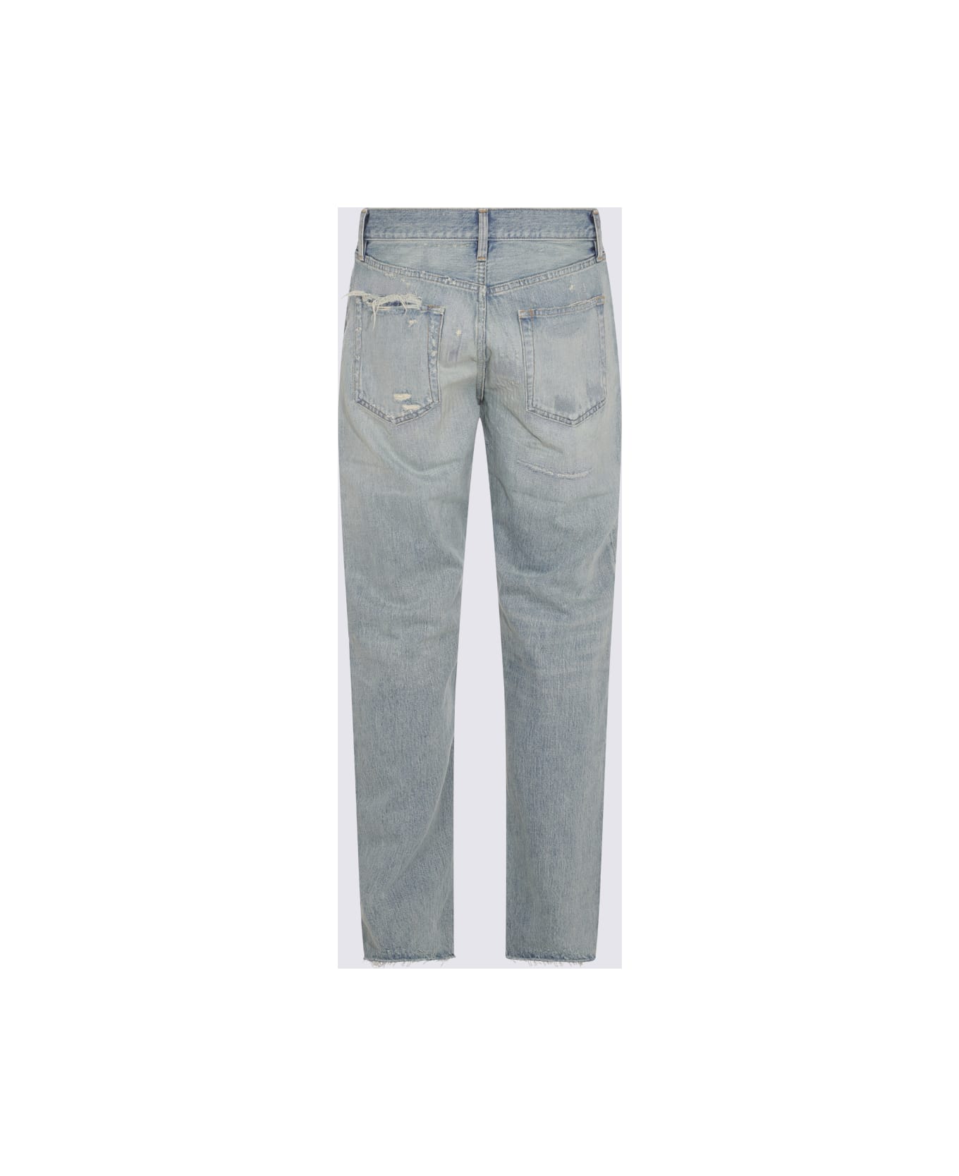 Fear of God Light Blue Cotton Denim Jeans - REPAIRED INDIGO