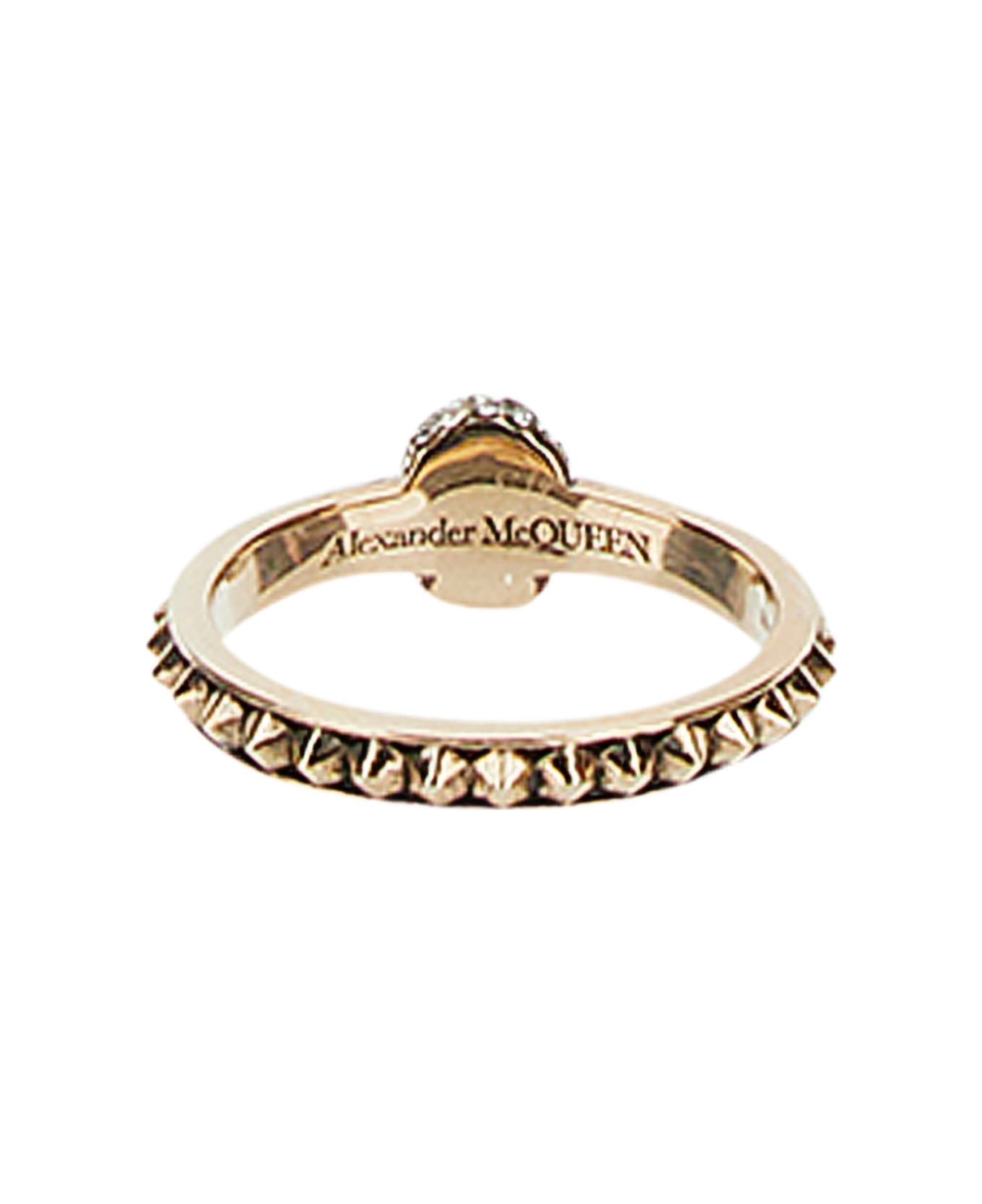 Alexander McQueen Ring With Pavè And Skull - Gold