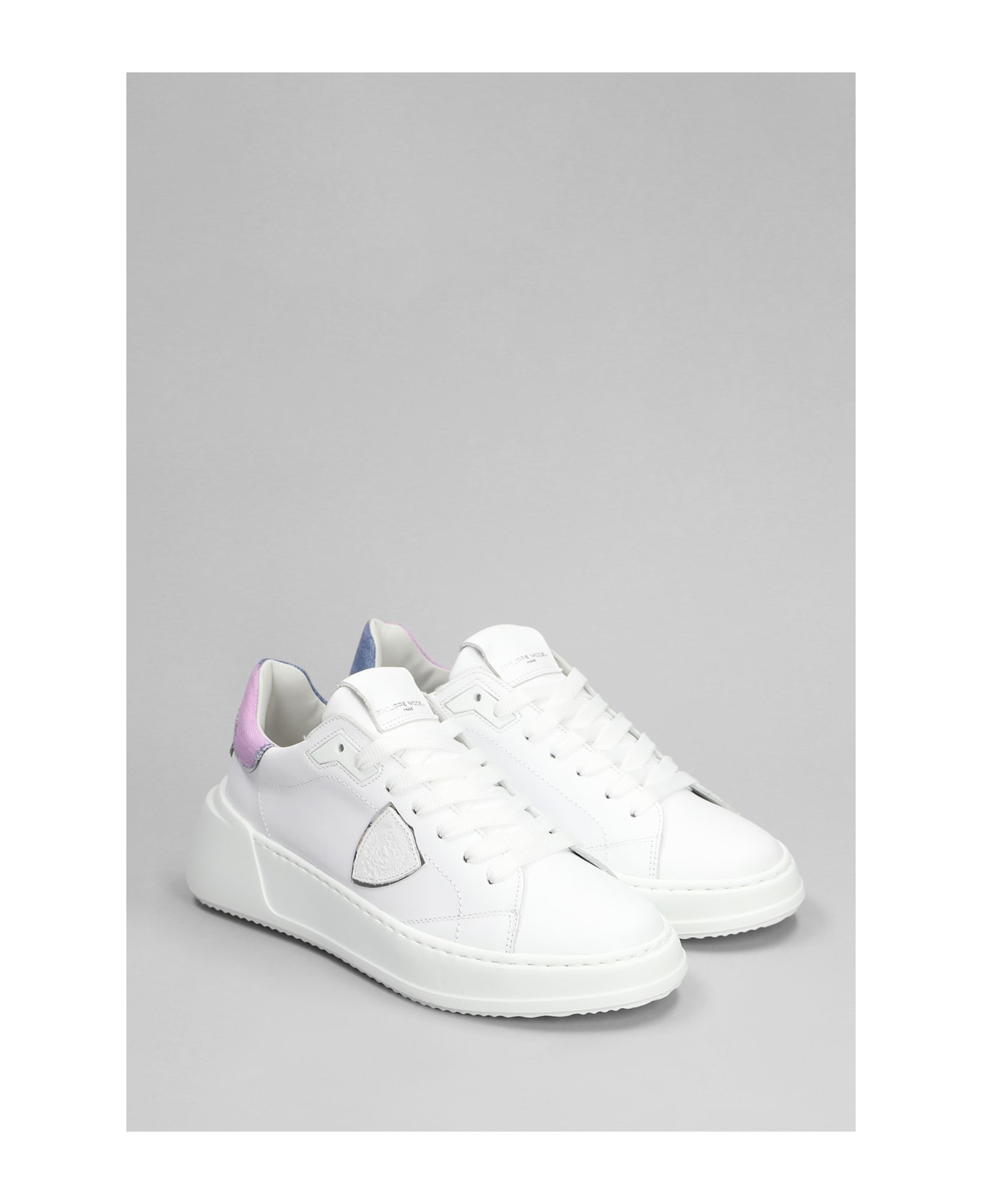 Philippe Model Tres Temple Low Sneakers In White Leather - white スニーカー