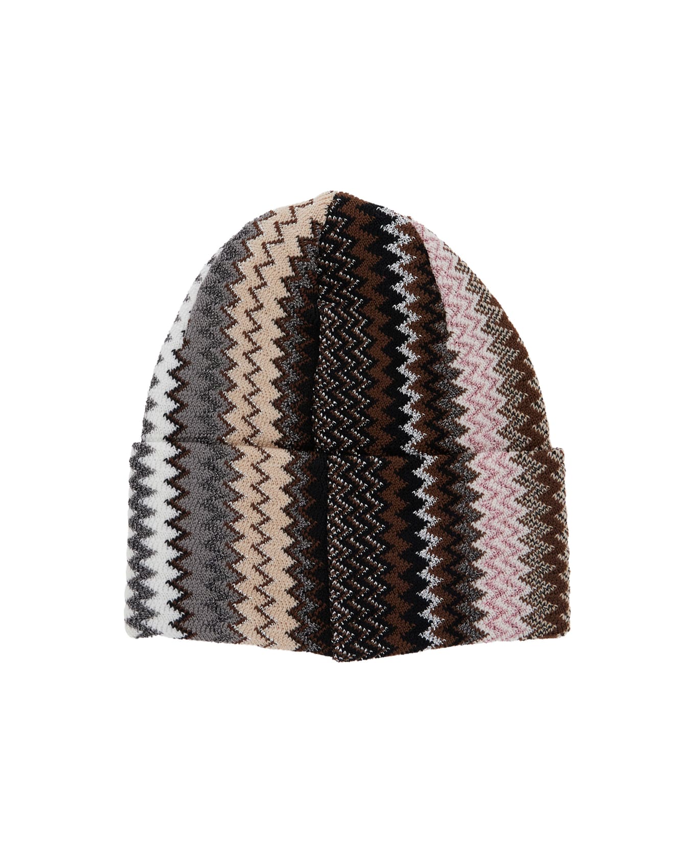 Missoni Multicolor Beanie With Zigzag Motif In Wool Blend Woman - Multicolor