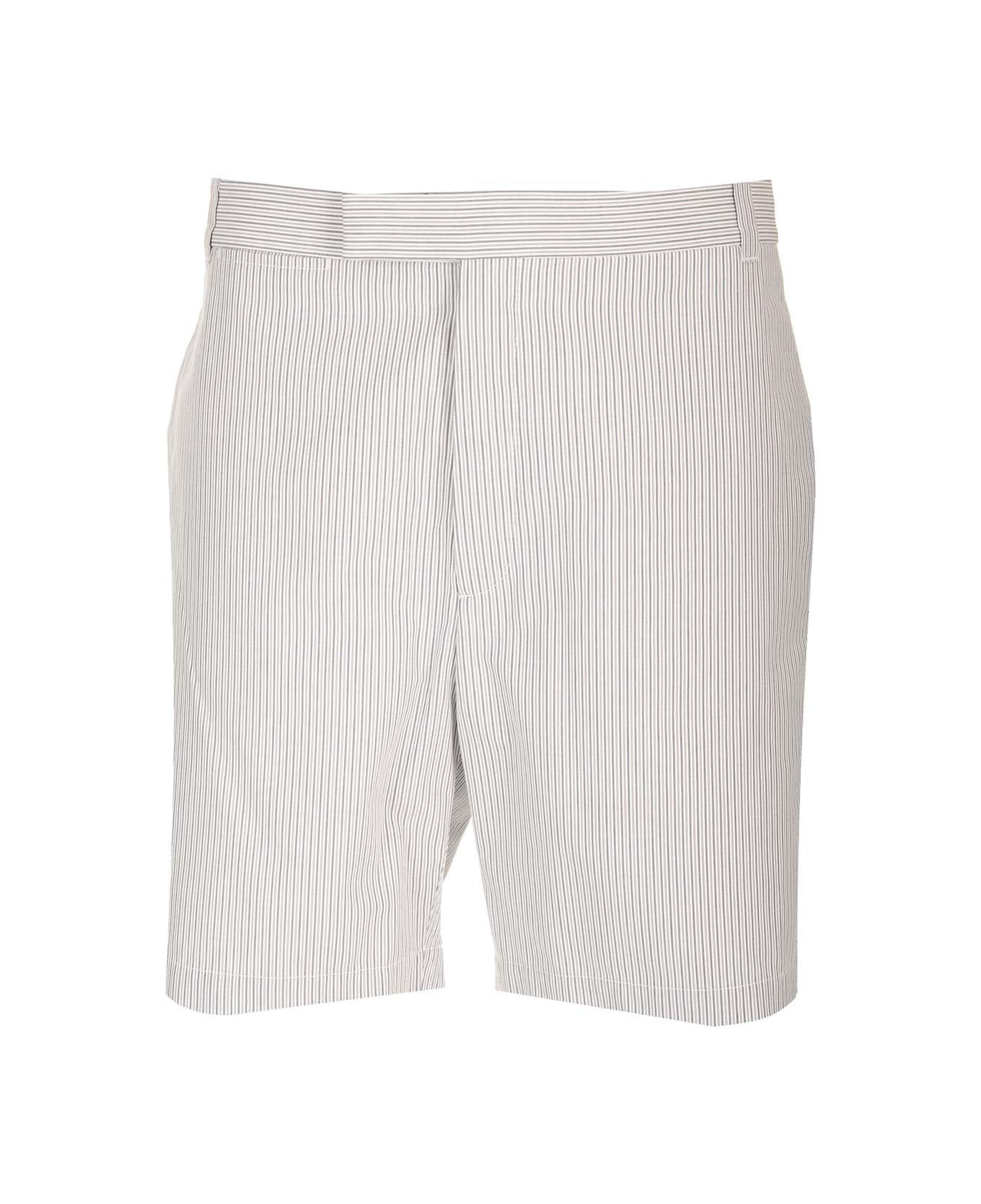Thom Browne Striped Cotton Bermuda Shorts - Med Grey