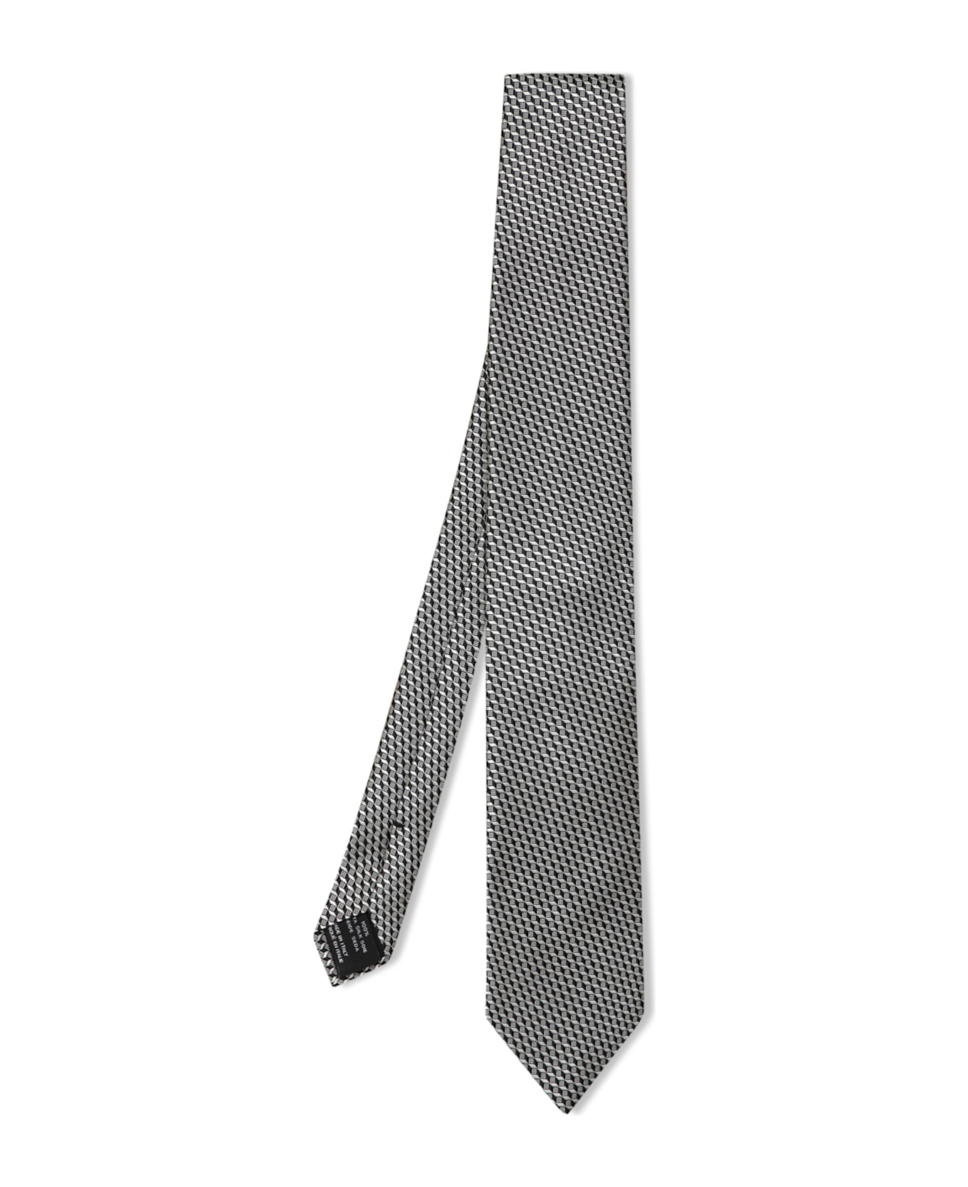 Tom Ford Geometric Black And White Tie - Black