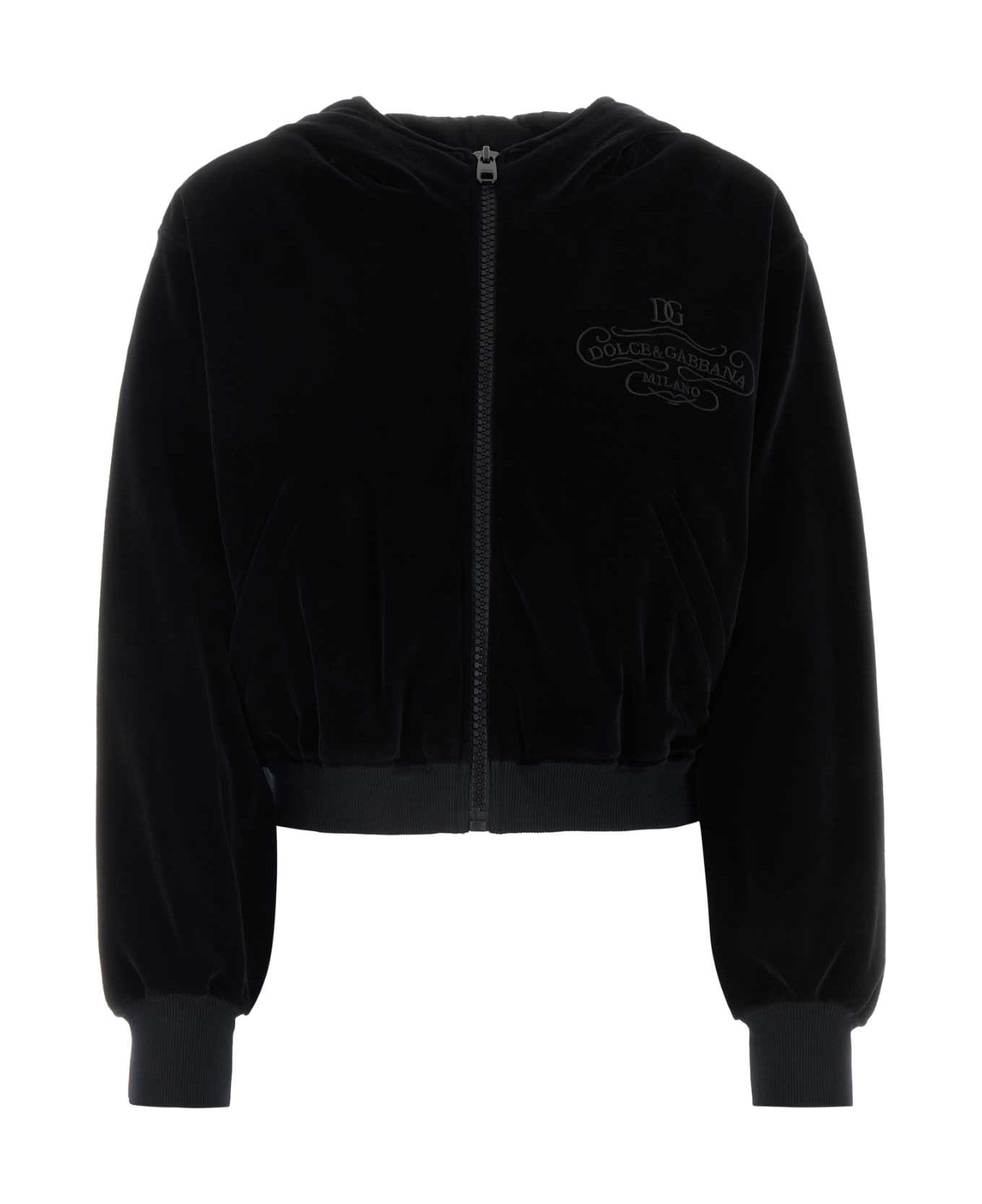 Dolce & Gabbana Black Chenille Sweatshirt - NERO