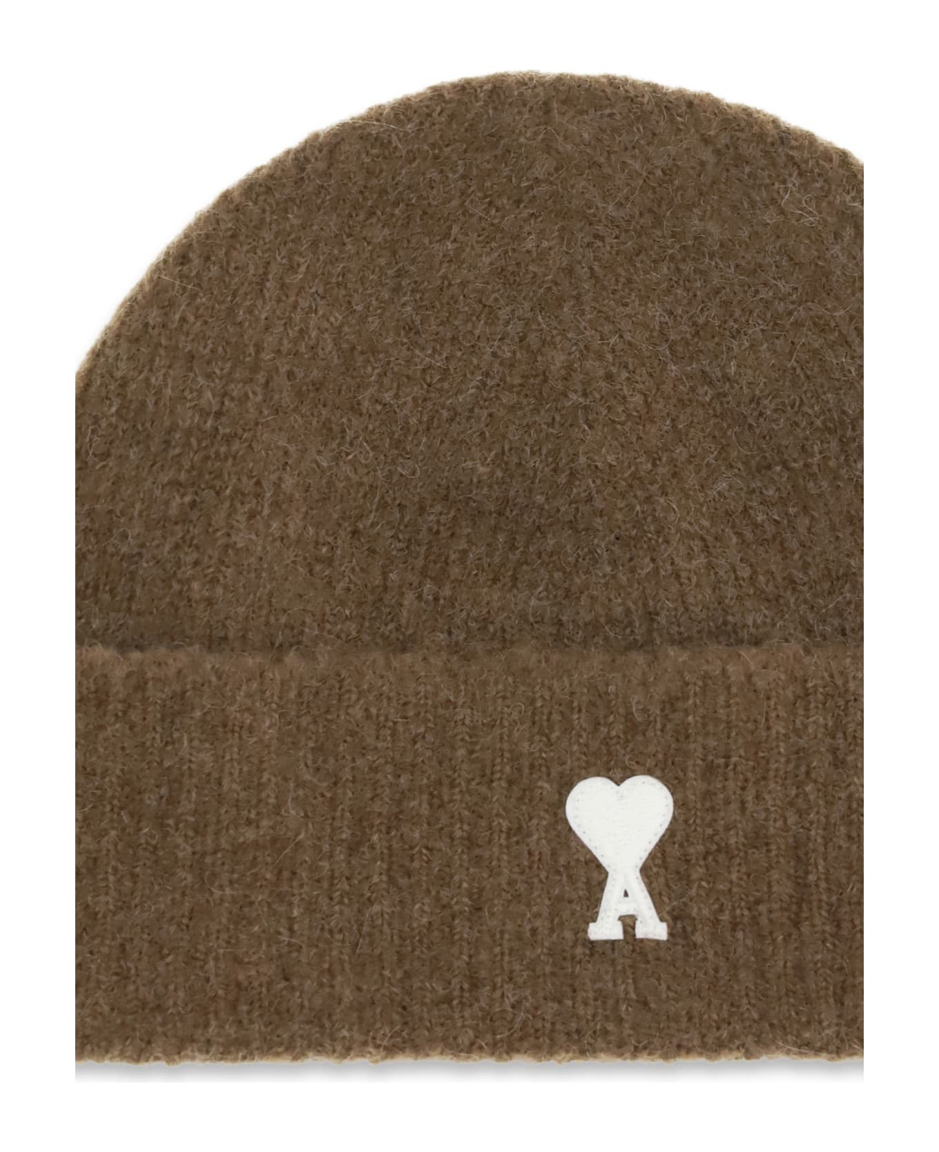 Ami Alexandre Mattiussi Ami De Coeur Beanie Hat - BROWN