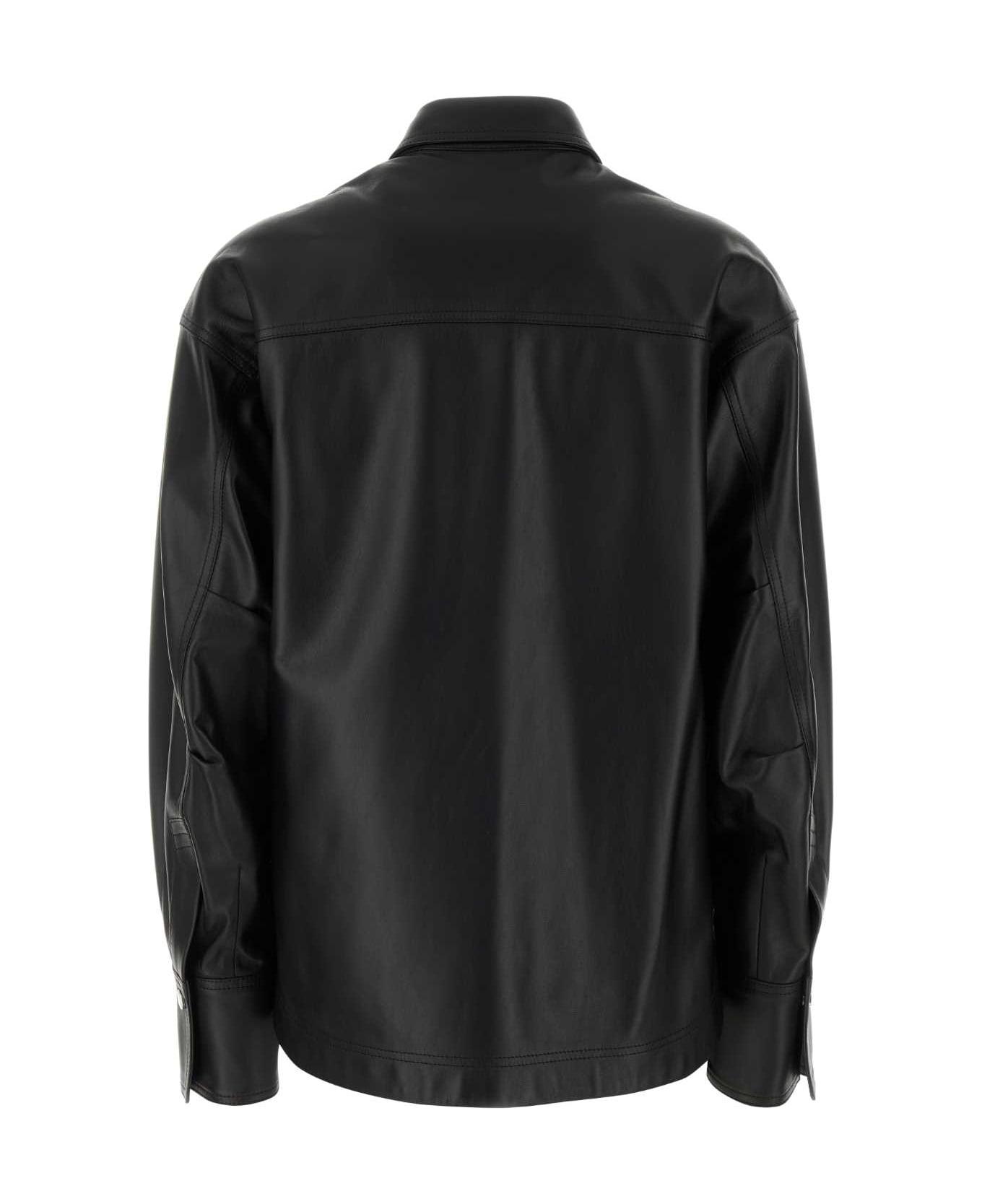 The Attico Black Leather Eliza Shirt - Black