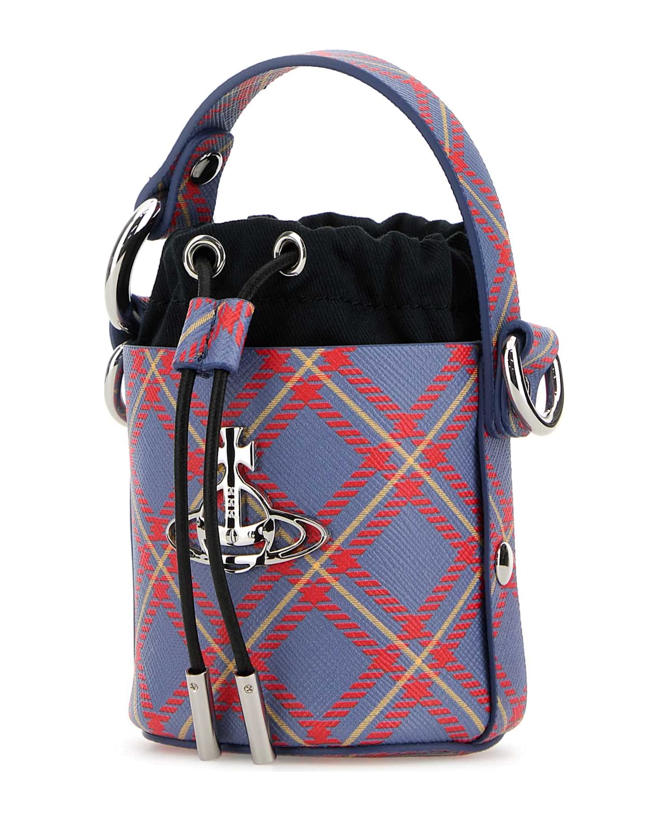 Vivienne Westwood Printed Synthetic Leather Mini Daisy Bucket Bag - BLUEORANGETARTAN