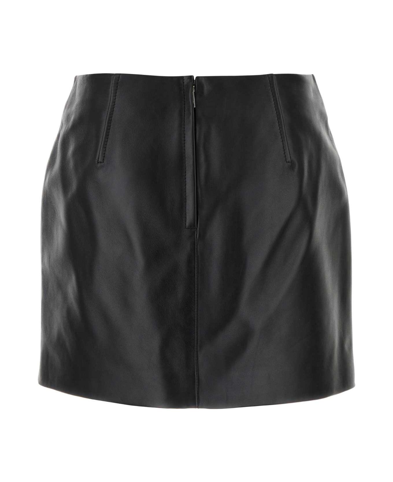 Bottega Veneta Black Leather Mini Skirt - Black