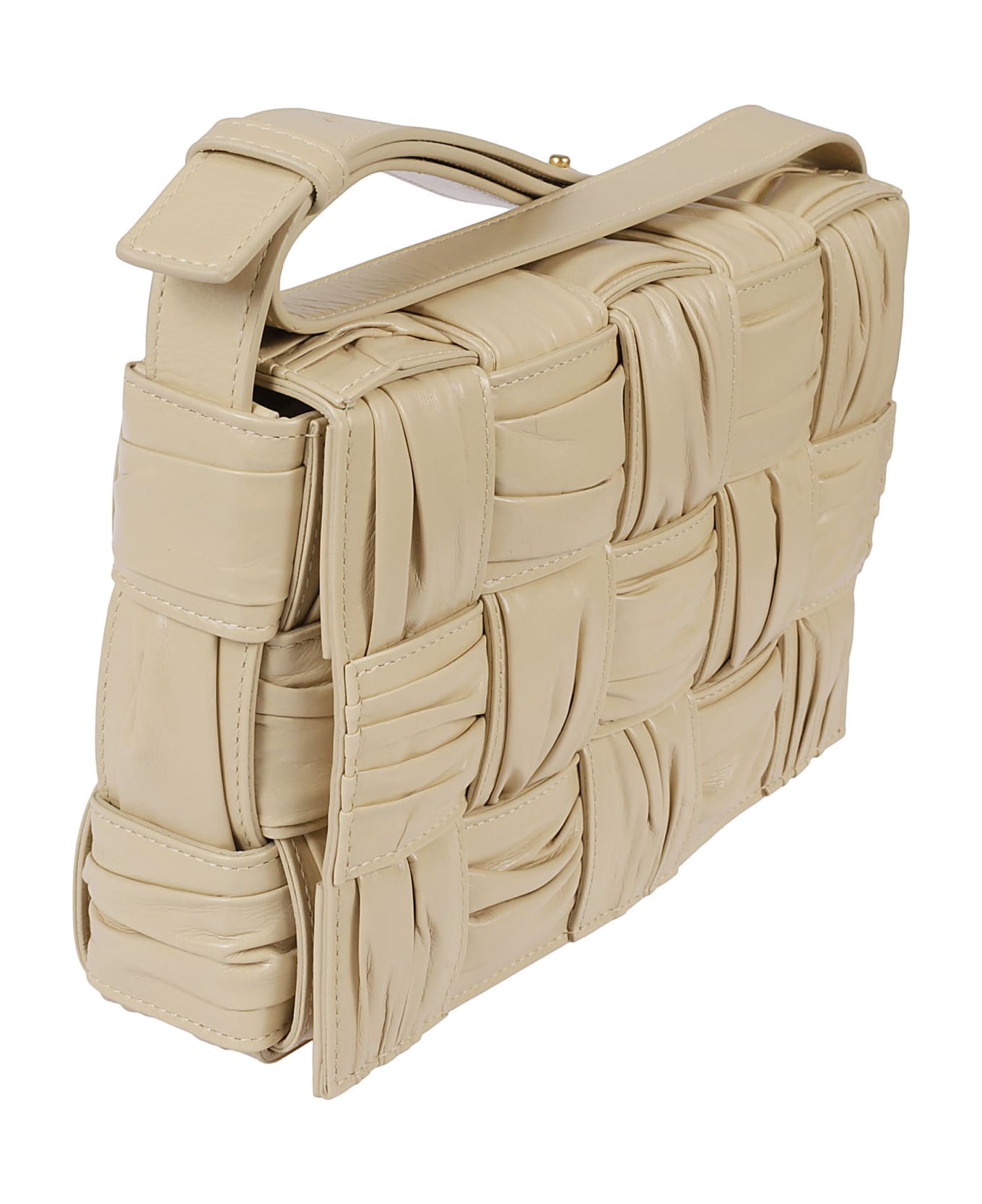 Bottega Veneta Cassette Leather Shoulder Bag - PORRIDGE-M BRASS