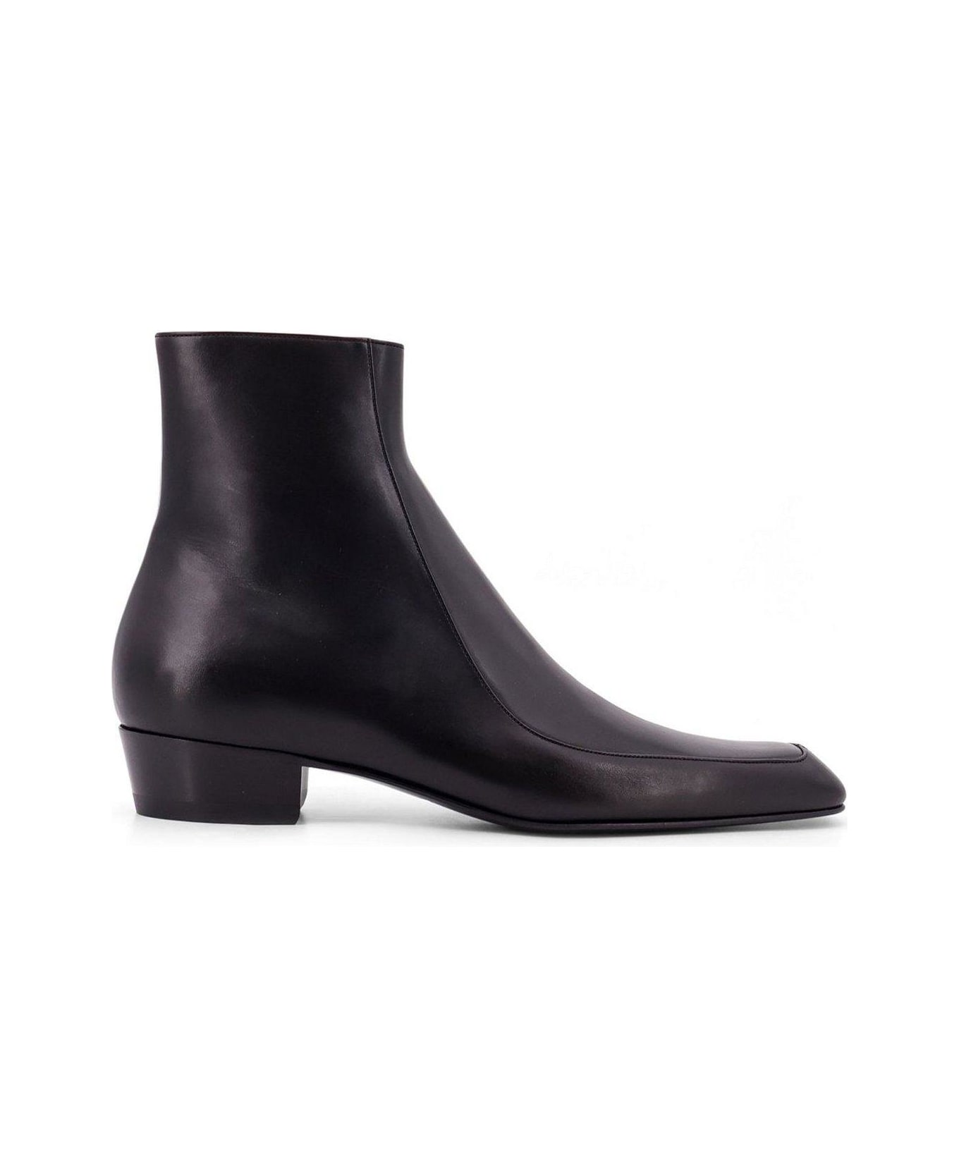 Saint Laurent Augustin Zip Detailed Ankle Boots - Black