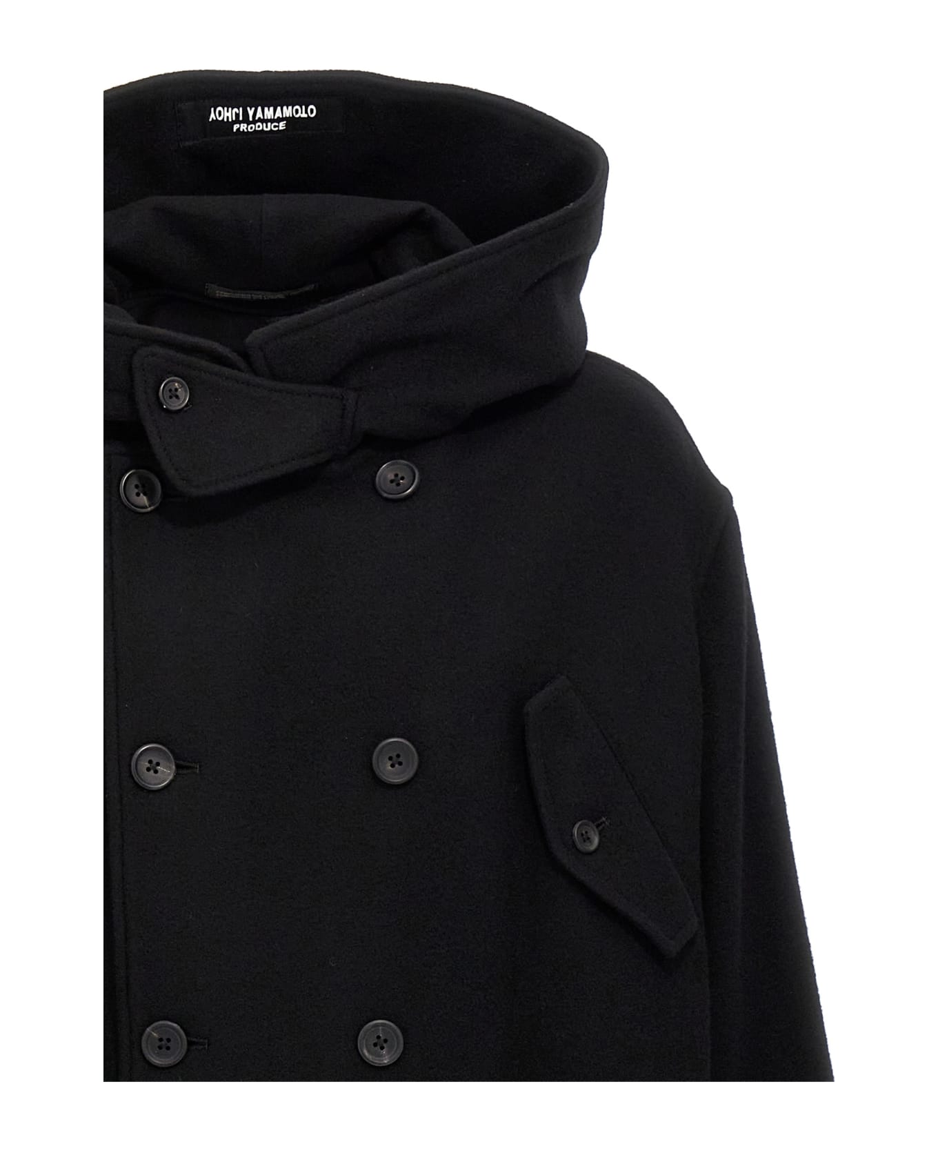 Yohji Yamamoto 'm-w Front Hooded' Coat - Black  