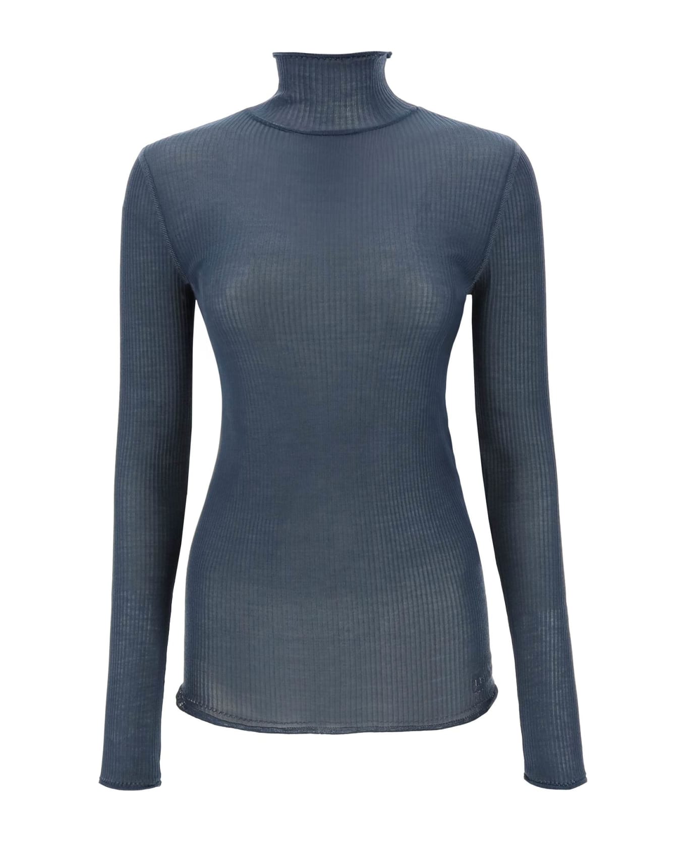 Lemaire Seamless Silk Turtleneck Sweater - STORM BLUE (Blue)