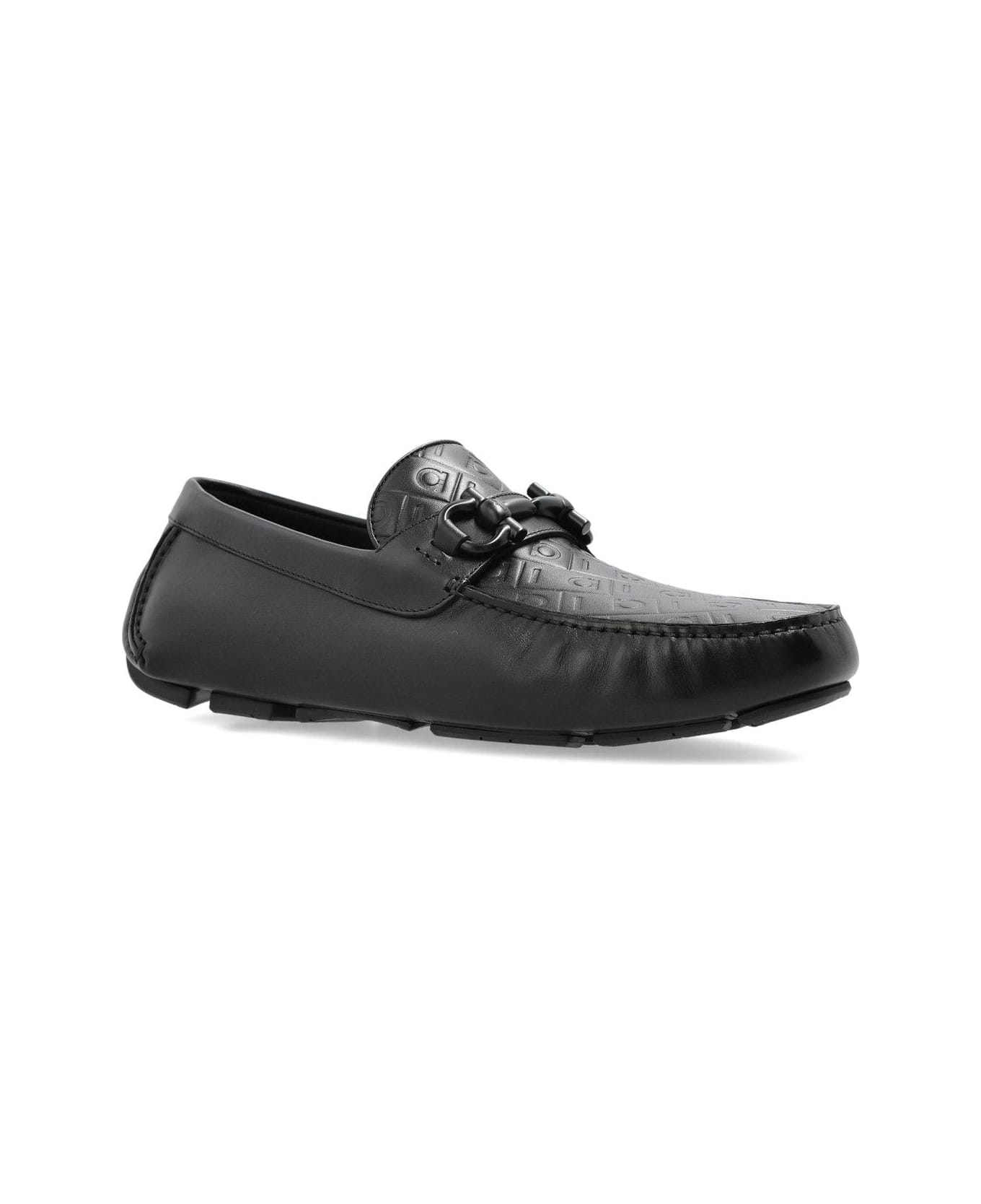 Ferragamo Gancini-plaque Slip-on Loafers - BLACK