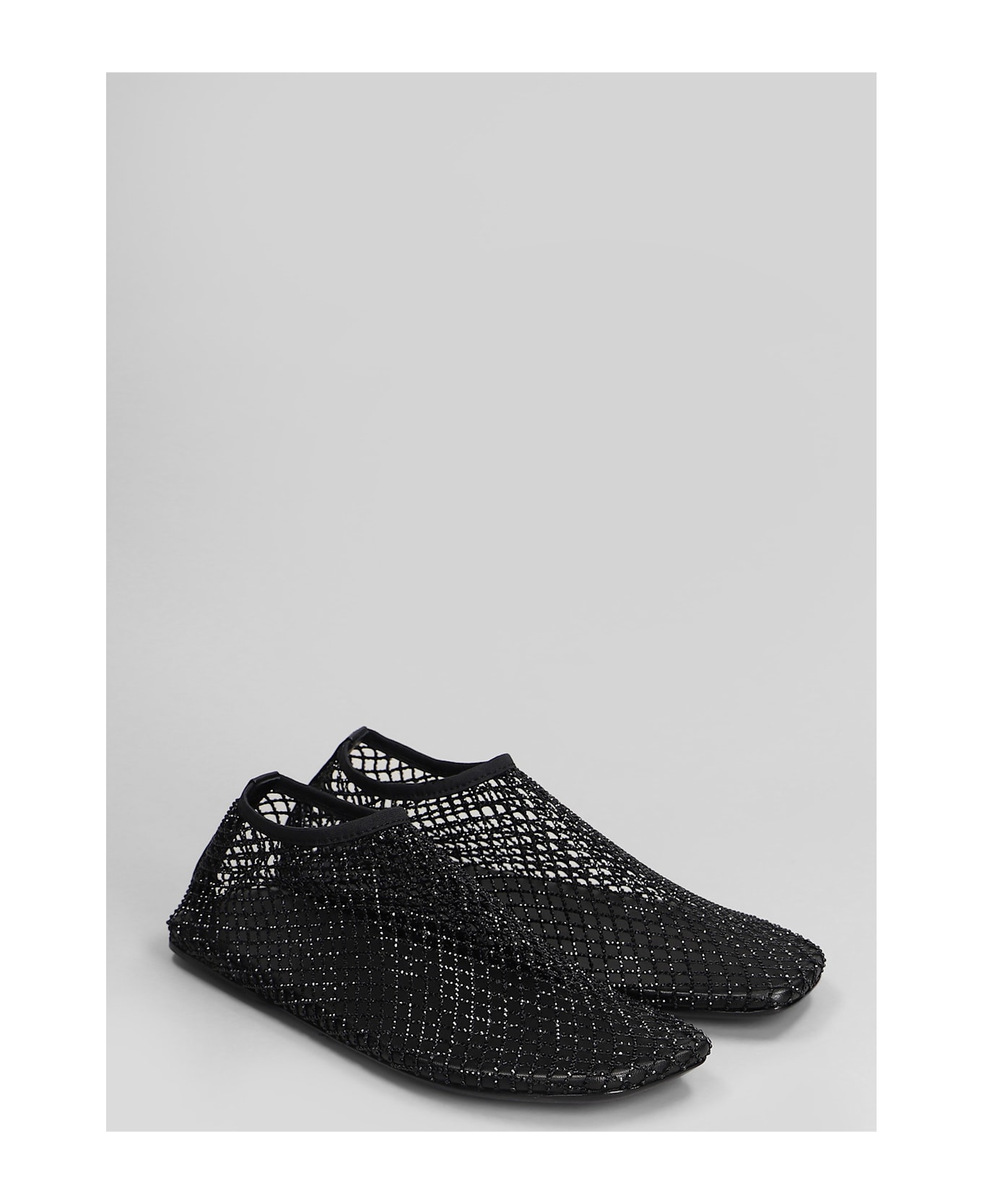 Christopher Esber Minette Crystal Mesh Ballet Flats In Black Nylon - black