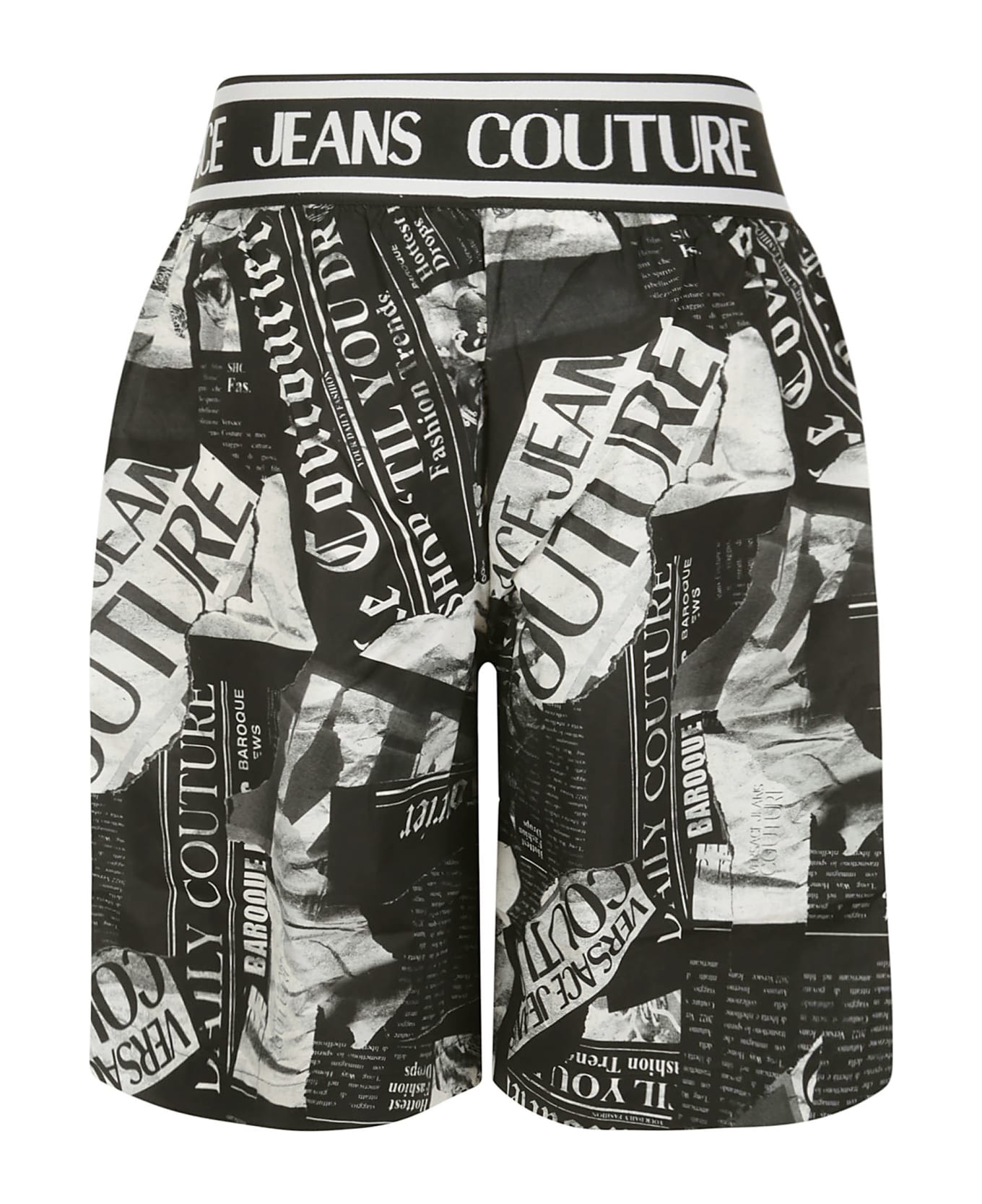 Versace Jeans Couture Magazine-printed Knee-length Shorts - BLACK