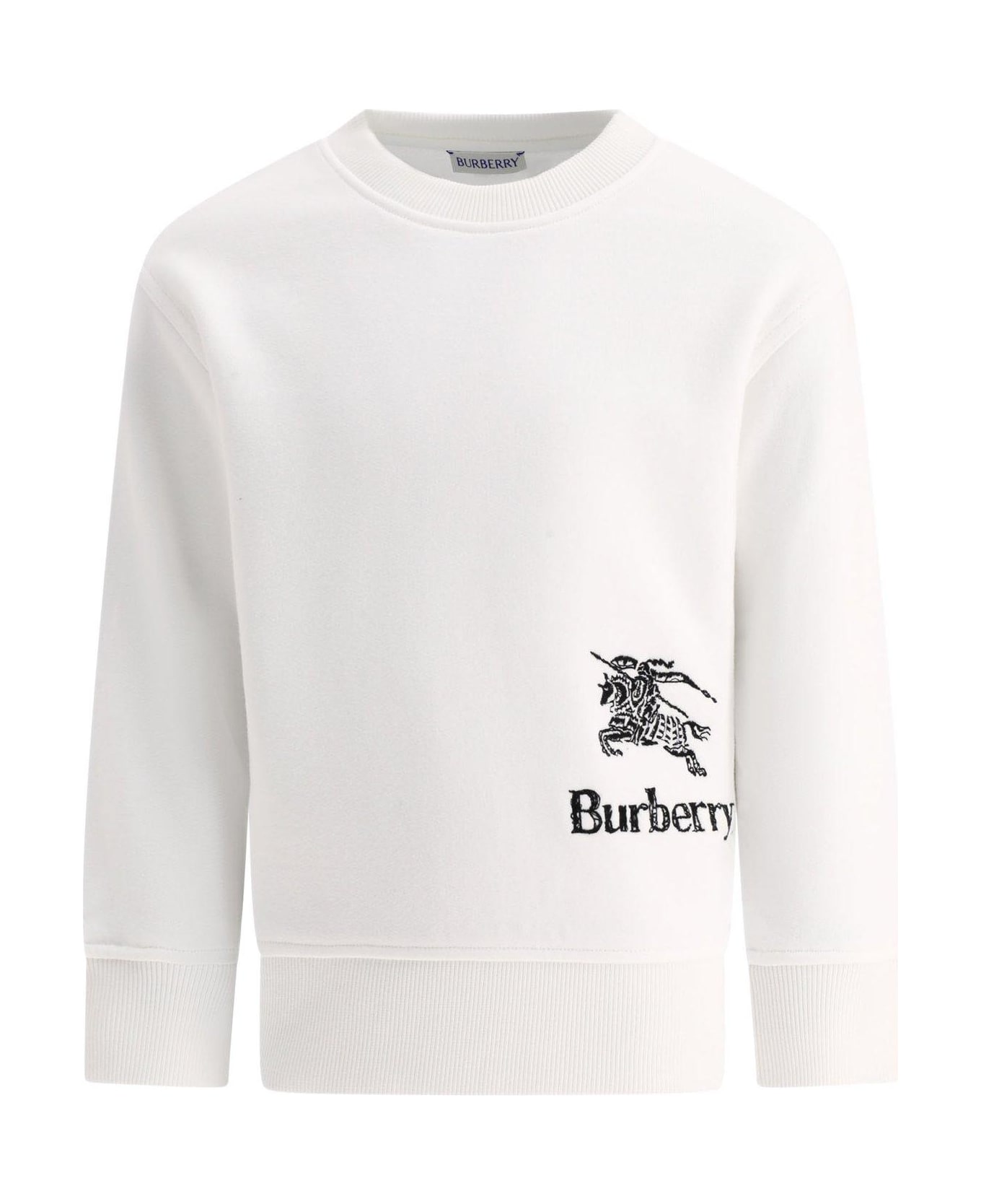 Burberry Logo Embroidered Crewneck Sweatshirt - White