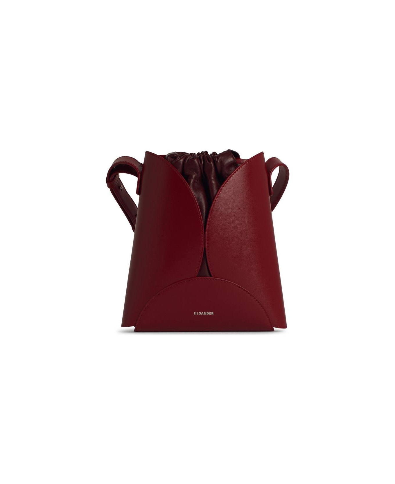 Jil Sander 
curve
 Burgundy Leather Crossbody Bag - Bordeaux