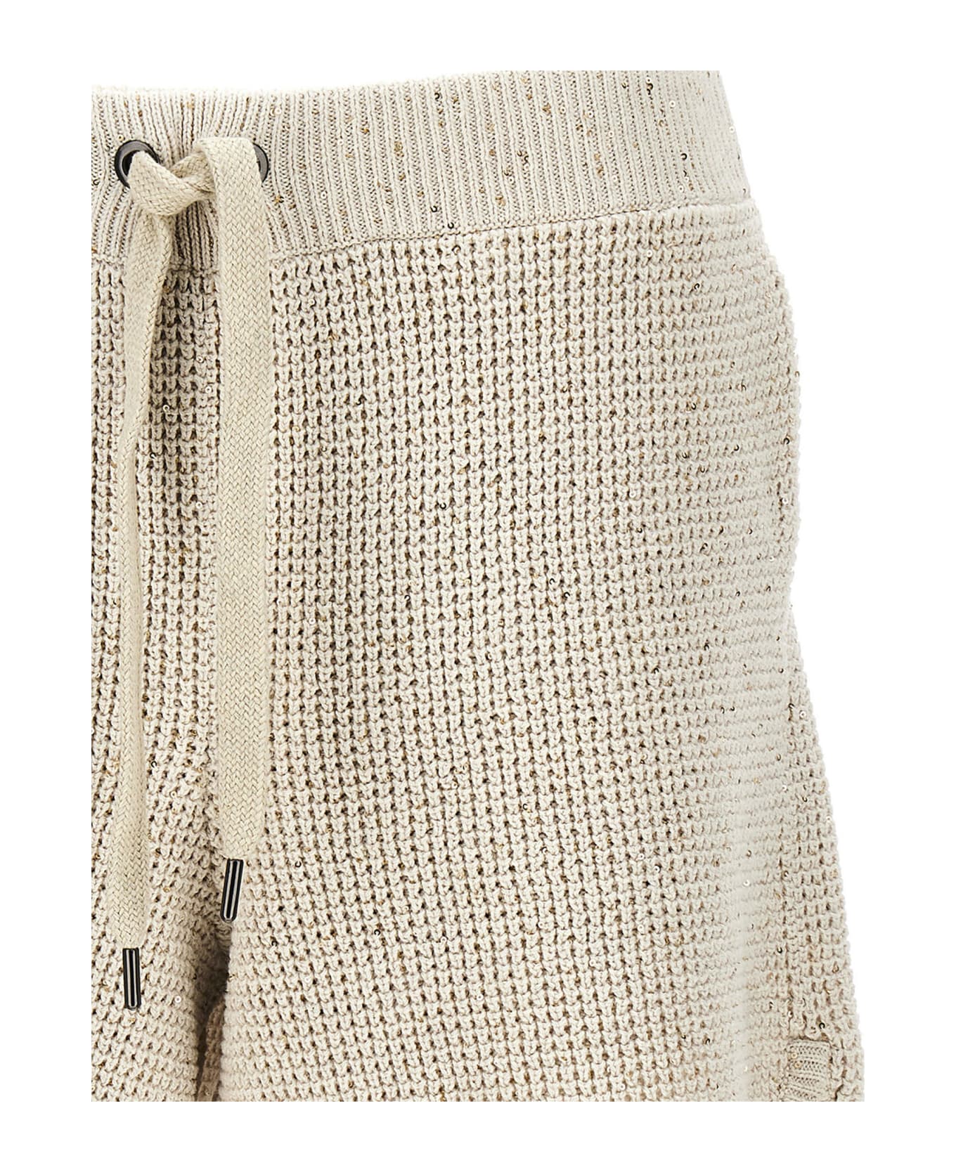 Brunello Cucinelli Sequin Knit Shorts - Beige