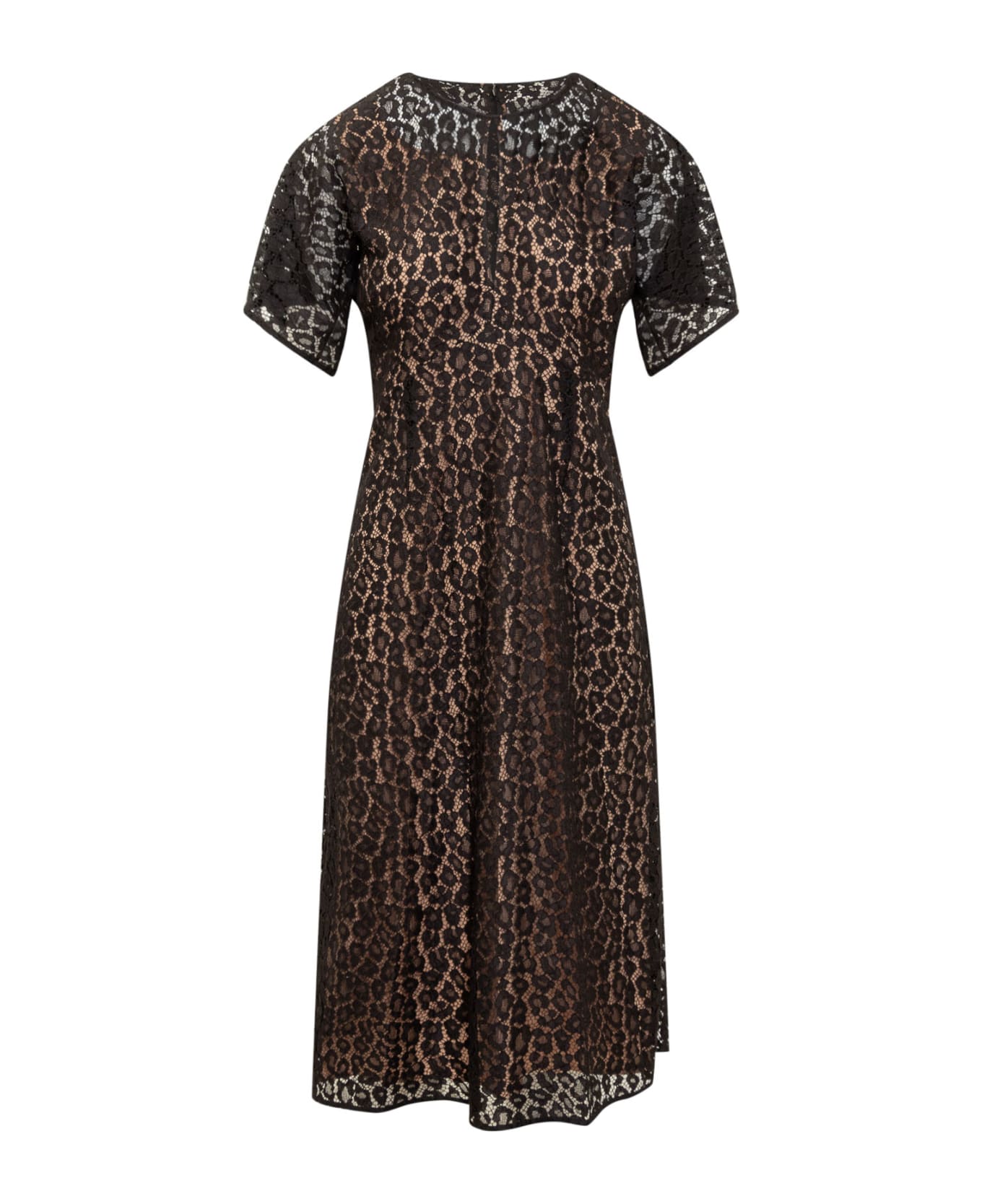 Michael Kors Cheetah Lace Midi Dress - BLACK