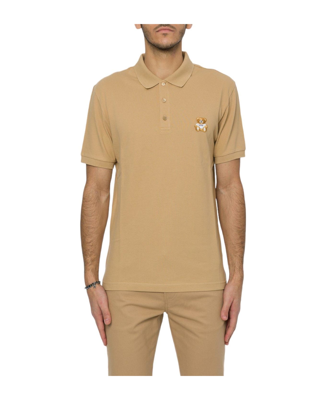 Moschino Teddy Embroidered Polo Shirt - Beige