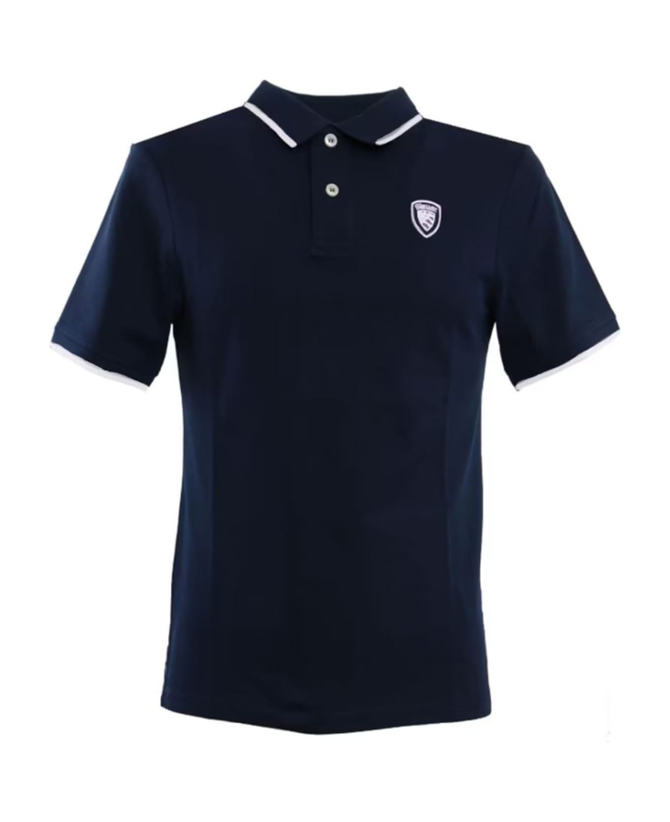 Blauer Navy Blue Short-sleeved Polo Shirt With Inserts - Blu