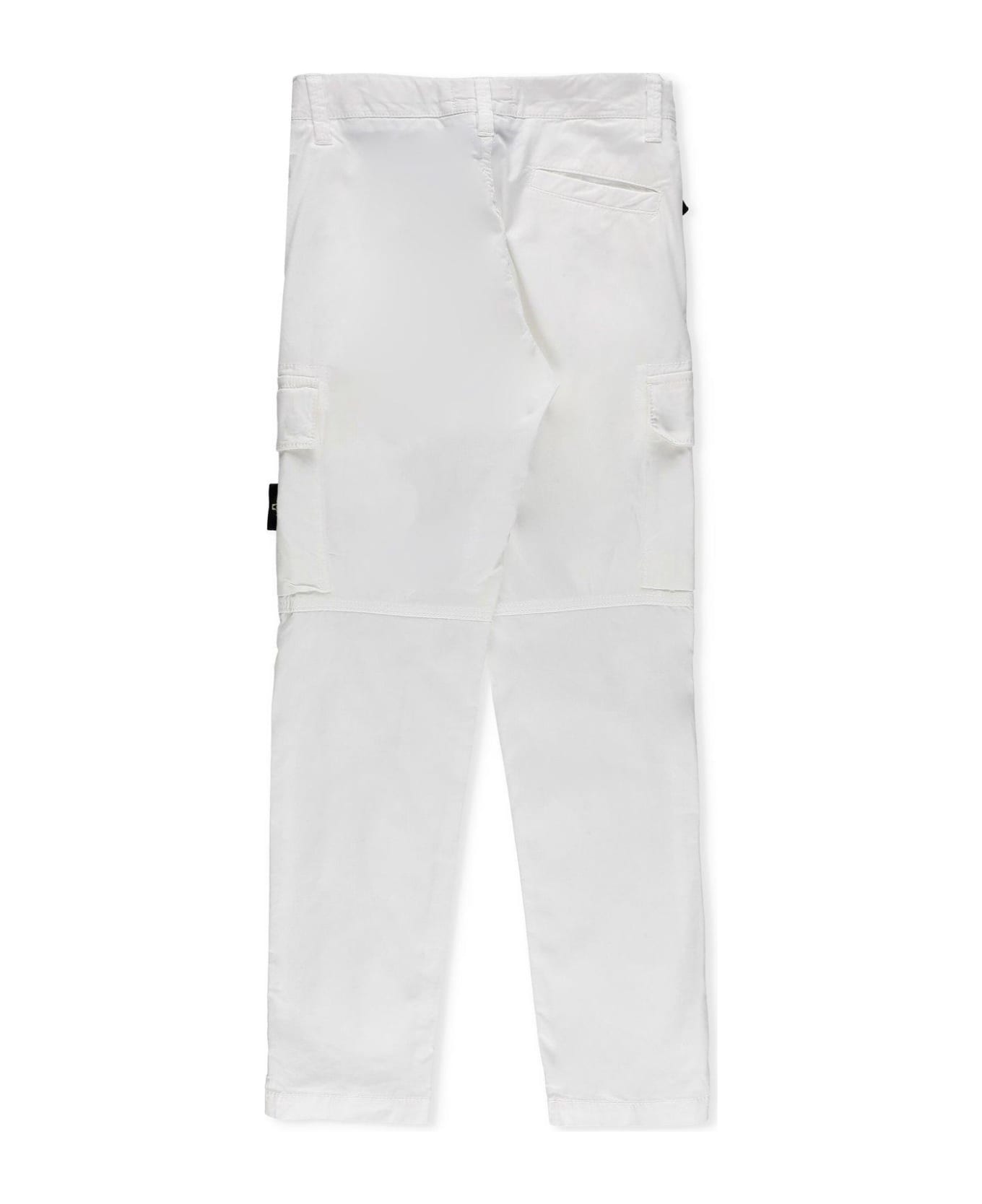 Stone Island Compass-patch Straight-leg Cargo Trousers - Bianco