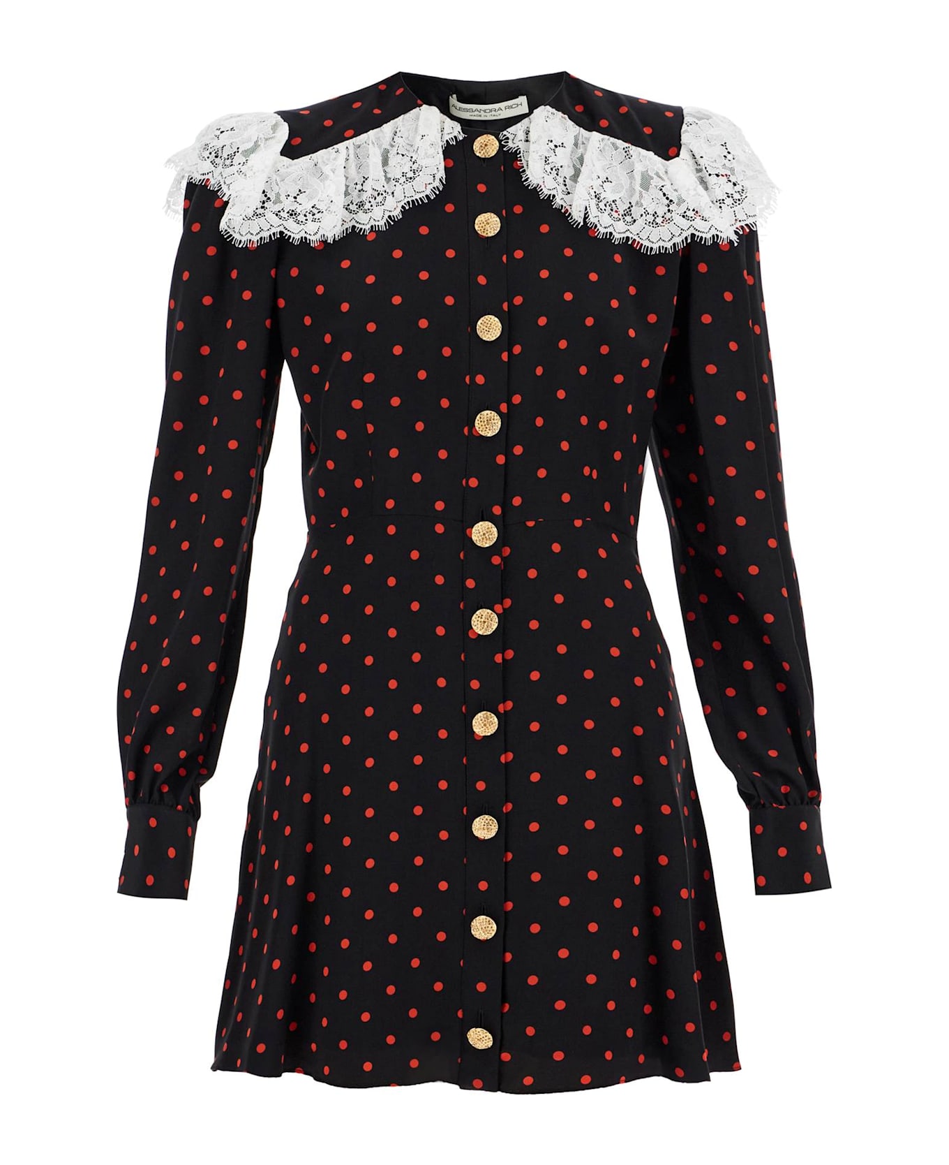 Alessandra Rich 'silk Polka Dot Mini Dress - BLACK-RED (Black)