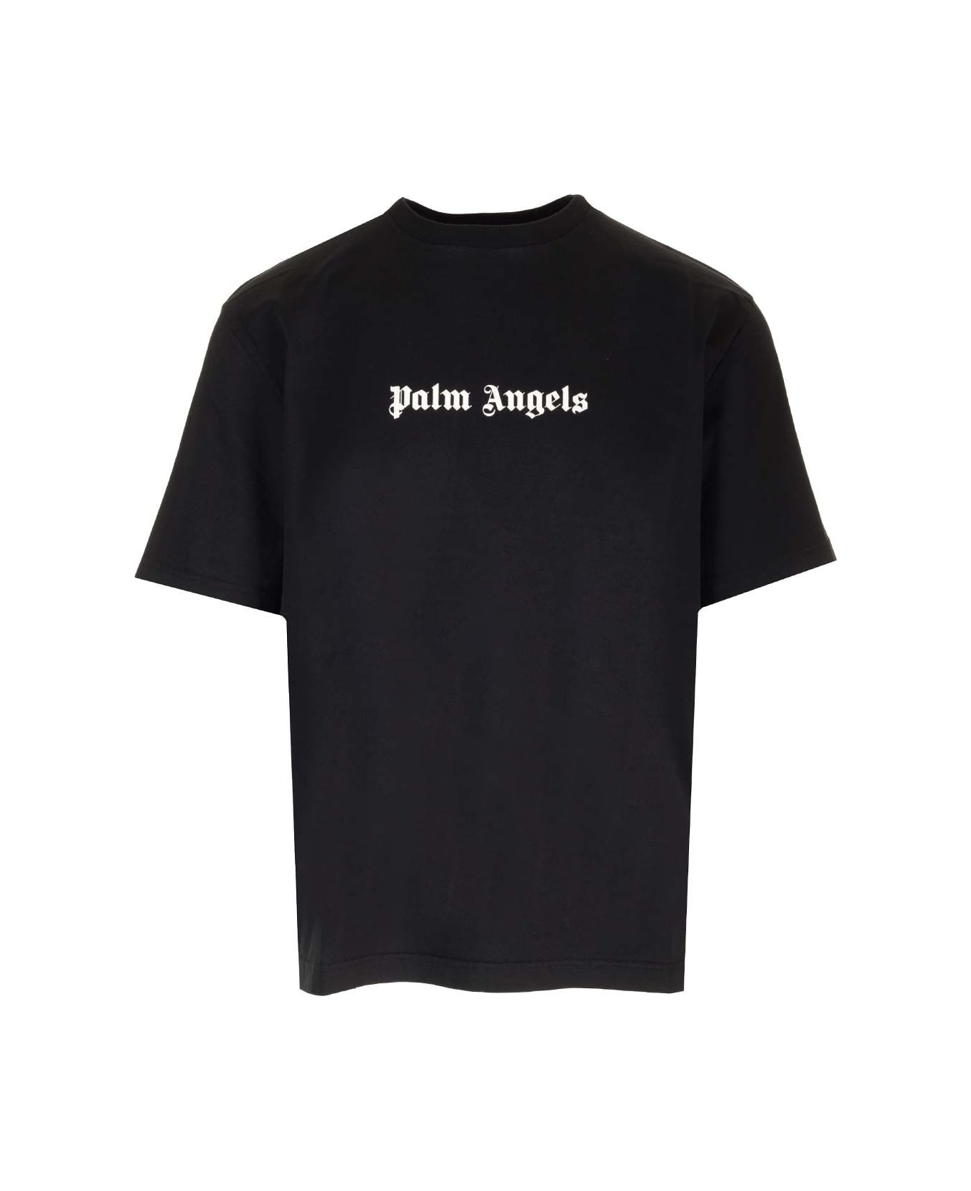 Palm Angels Black T-shirt With Front Logo - Black