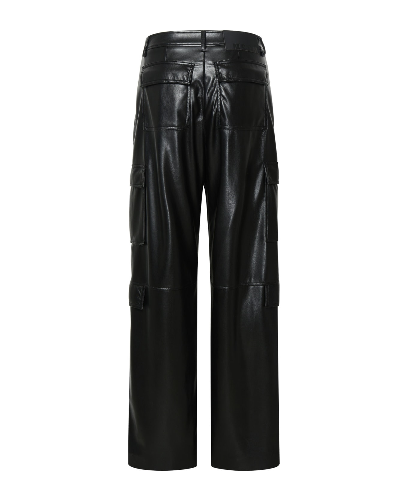 MSGM Black Leather-like Pants - Black