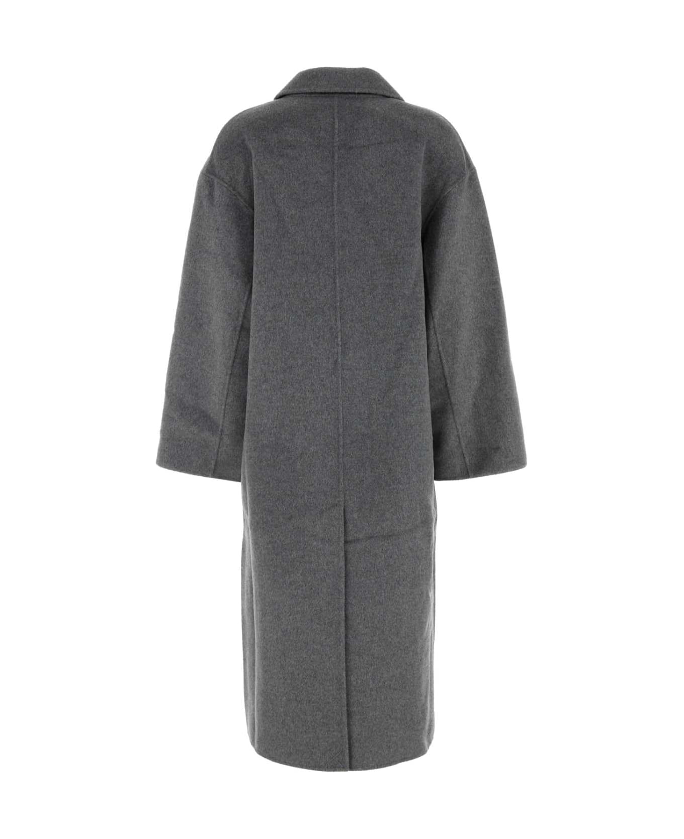 Loulou Studio Grey Wool Blend Borneo Coat - GREYMELANGE