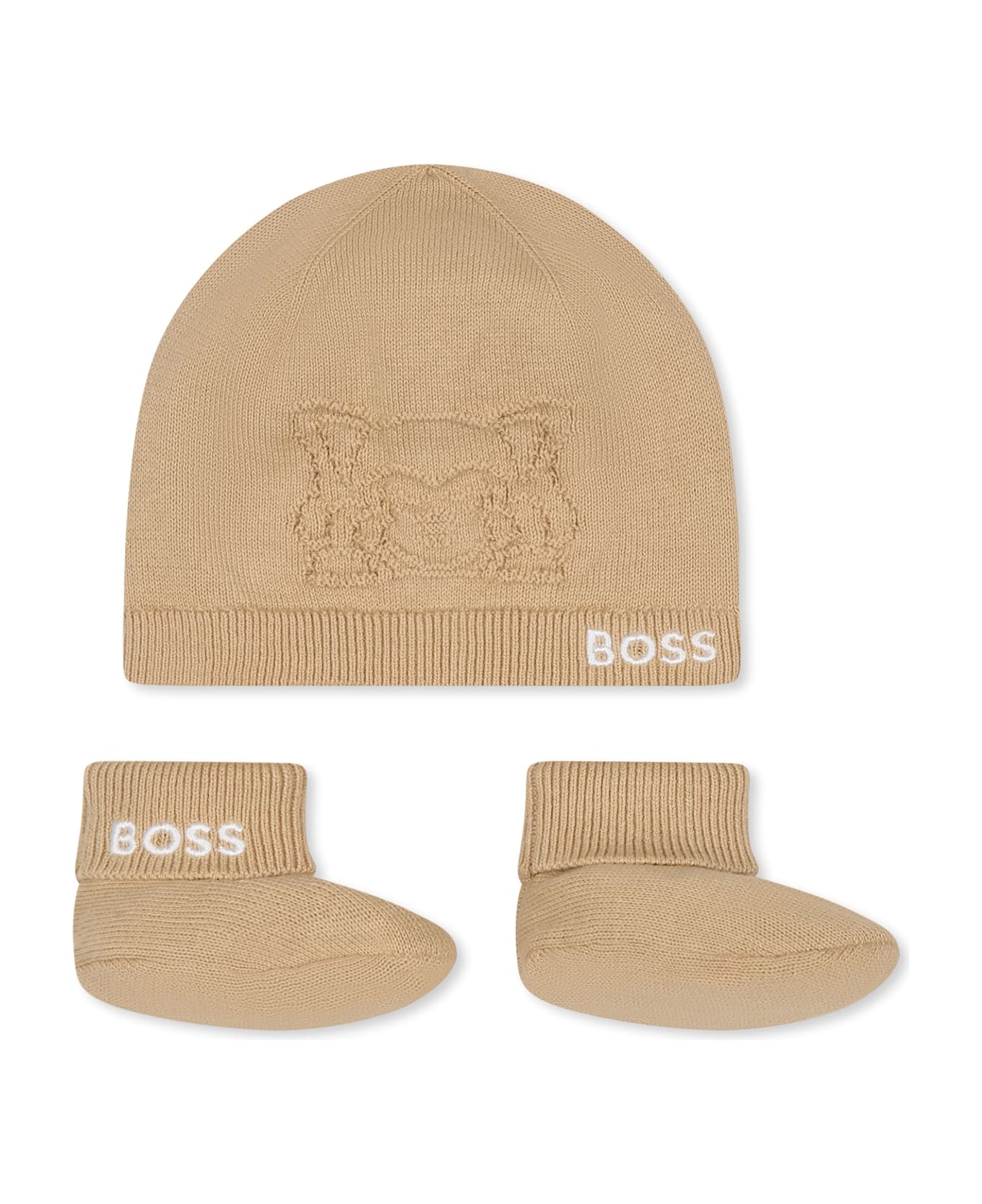 Hugo Boss Beige Accessory Set For Baby Boy With Logo - Beige