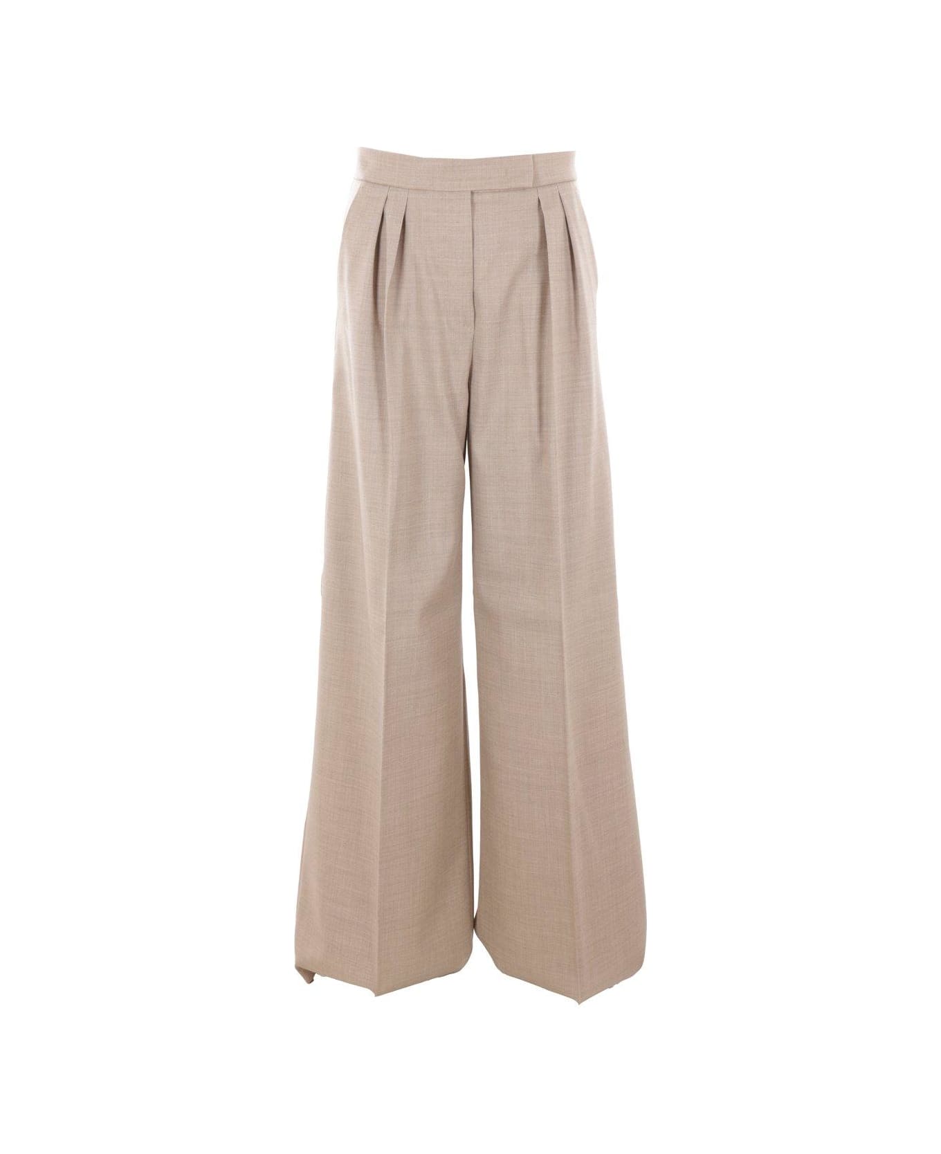 Max Mara Button Detailed Wide Leg Trousers Max Mara - Beige