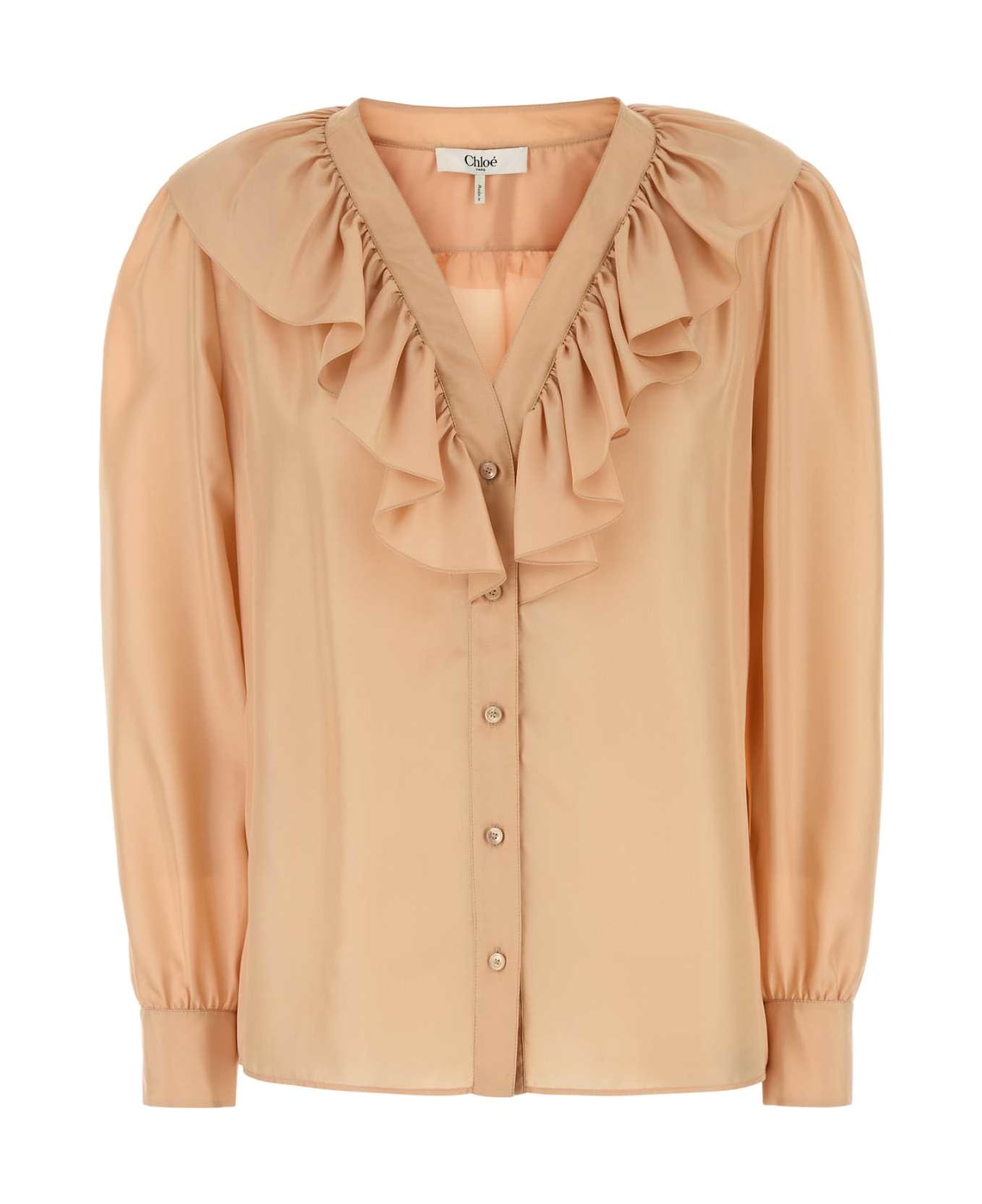 Chloé Peach Satin Shirt - BISCUITPINK