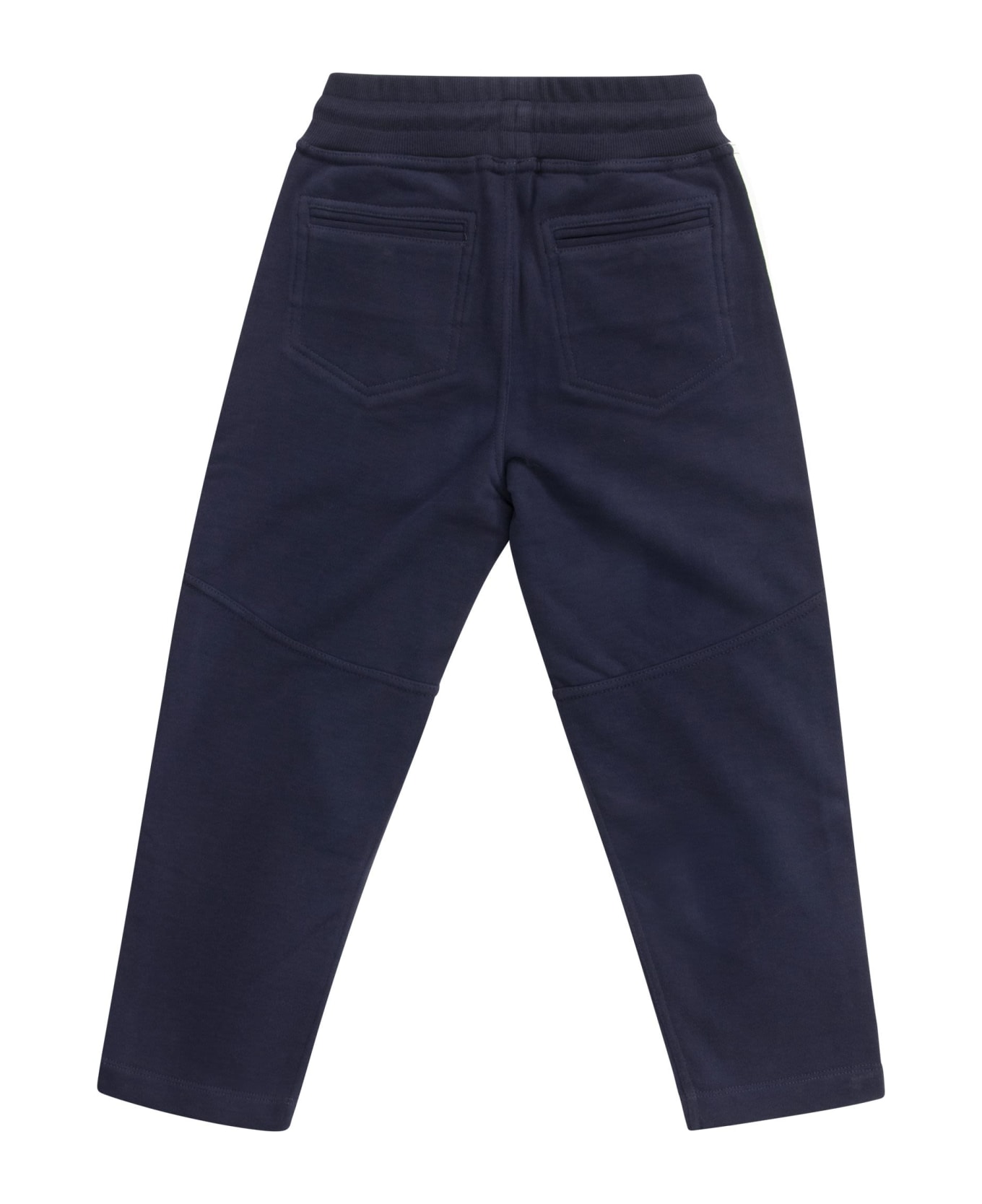 Brunello Cucinelli Cotton Fleece Trousers With Drawstring And Grosgrain Inserts - Navy Blue