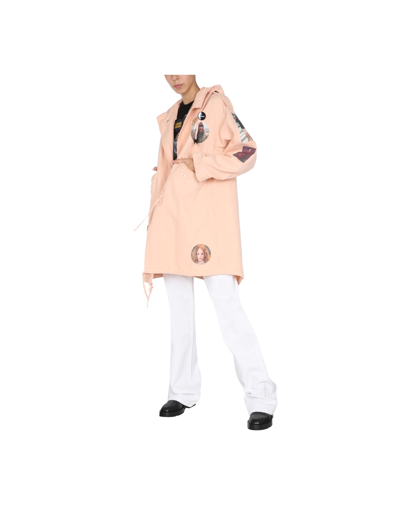 Raf Simons Parka With Logo Patch - PINK コート