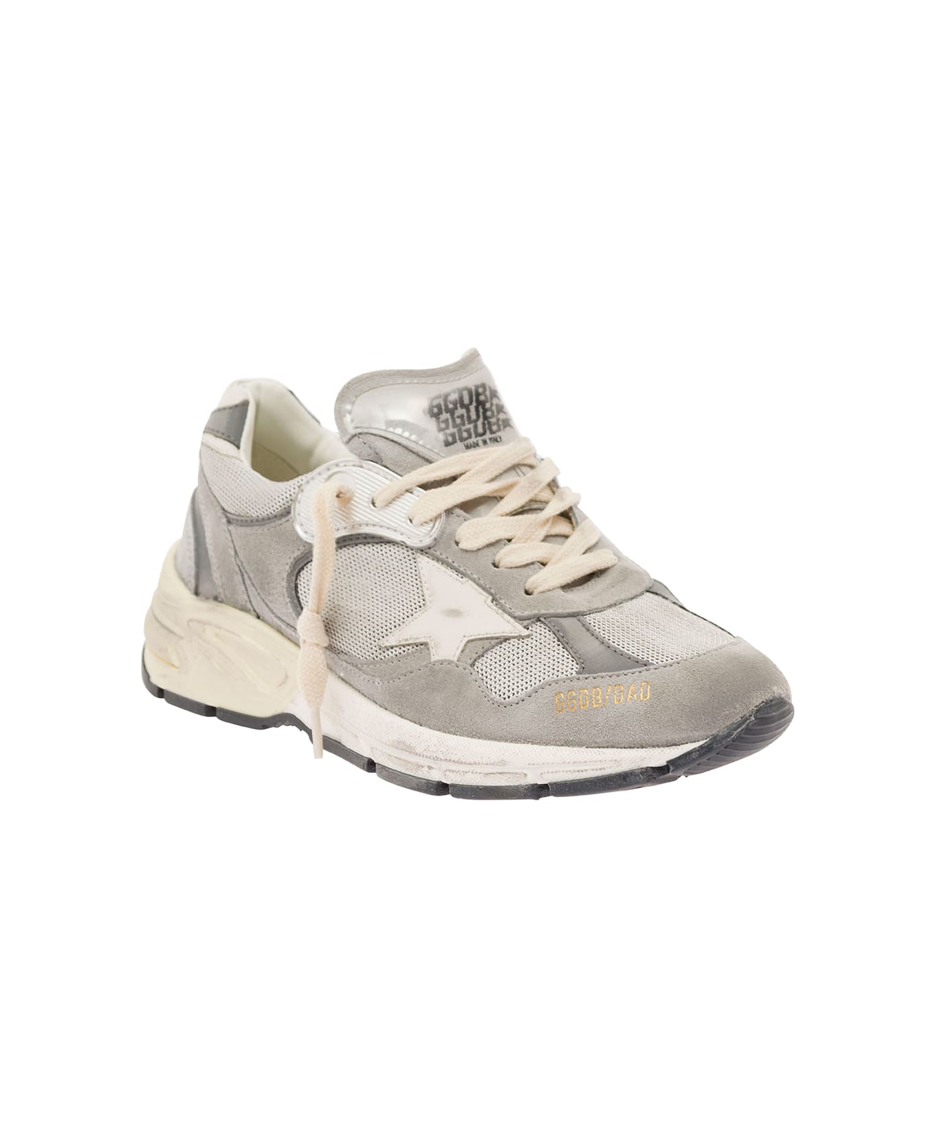 Golden Goose 'deadstar' Grey Low Top Sneakers With Star Patch In Mixed Of Tech Materials Woman - Grigio