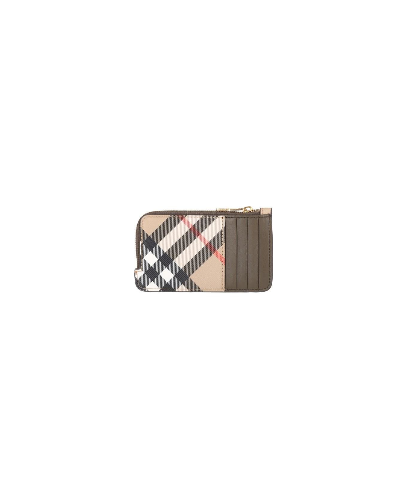 Burberry 'check' Zip Card Holder - SAND