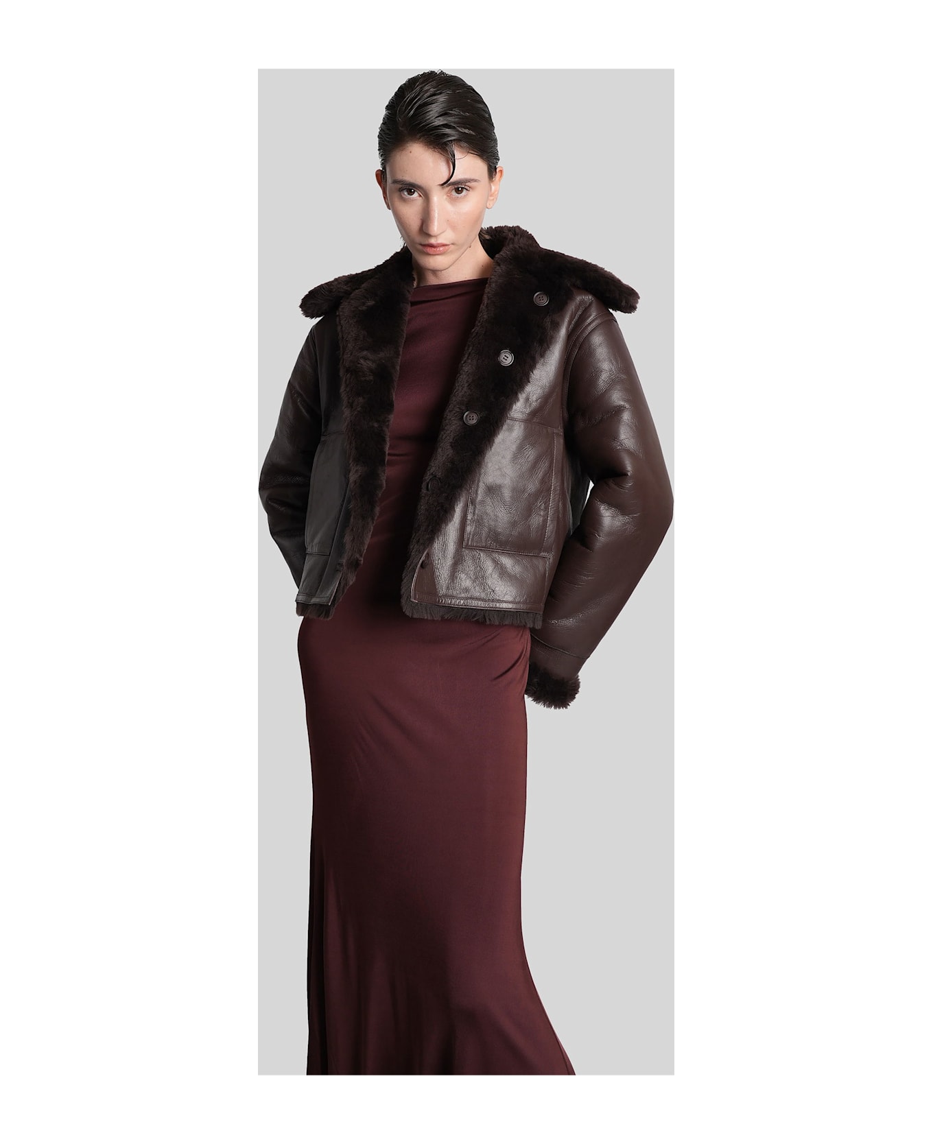 David Koma Leather Jacket In Brown Leather - brown