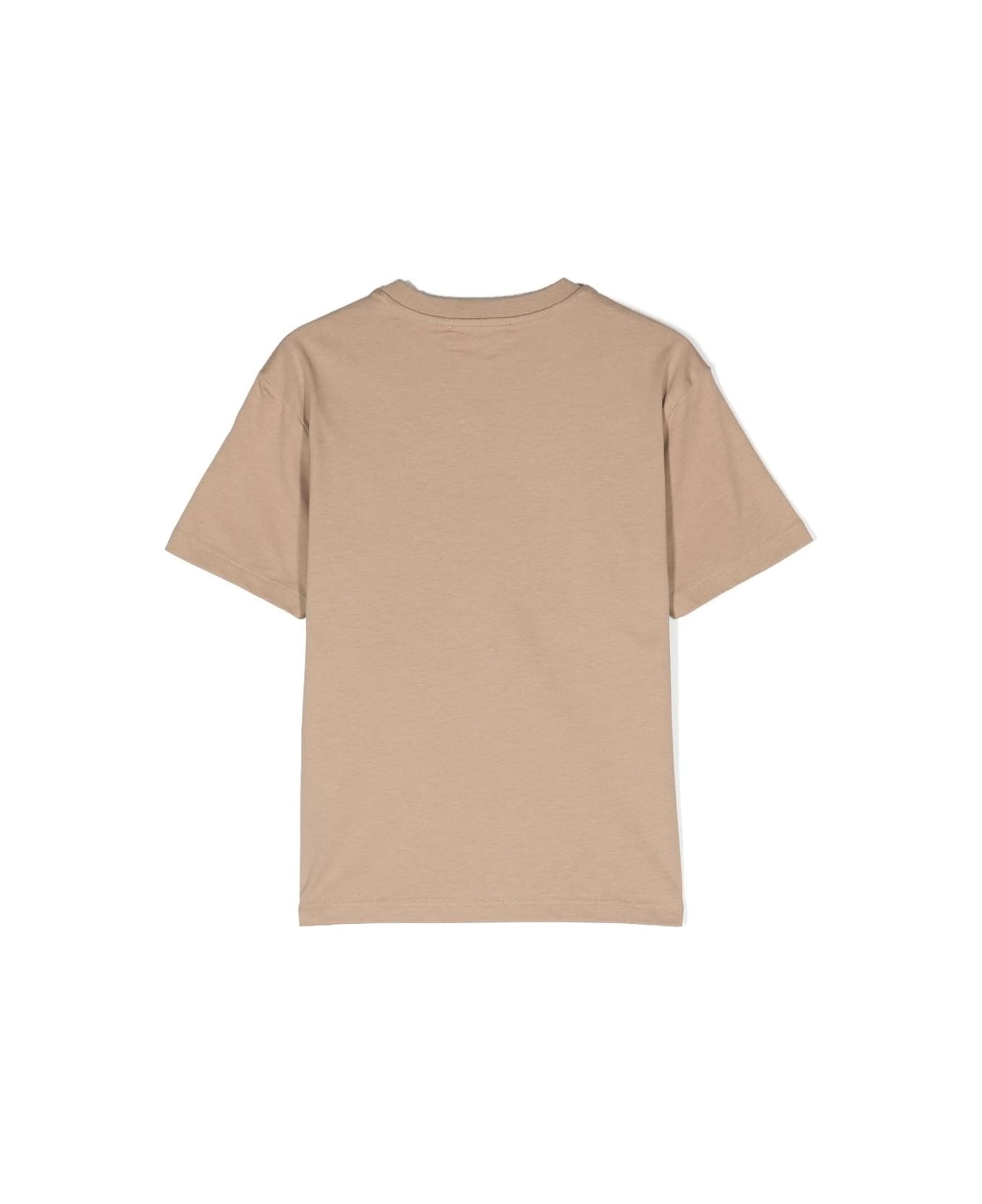 MSGM Beige T-shirt With Brushed Logo - Beige Tシャツ＆ポロシャツ