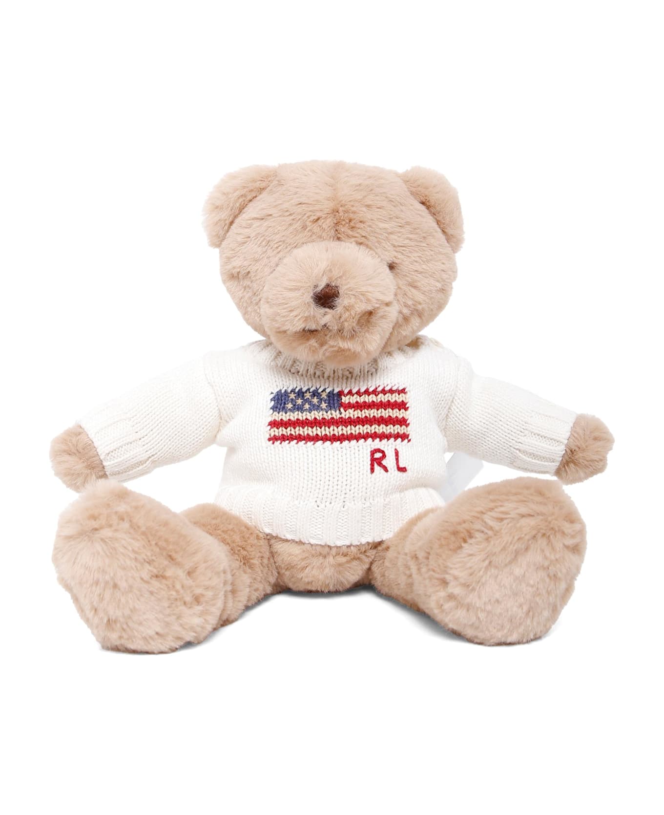 Ralph Lauren White Teddy Bear For Babykids With Babykids With American Flag - White