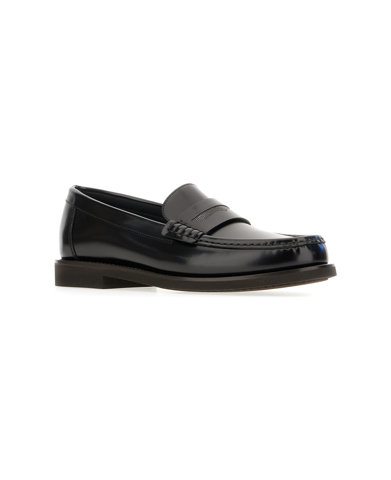 Brunello Cucinelli Black Leather Loafers - BLACK