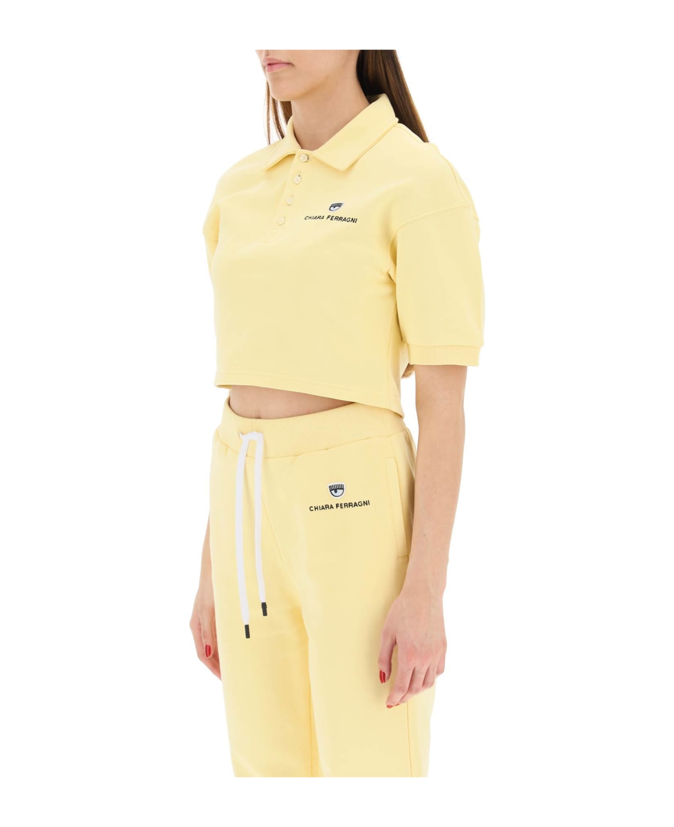 Chiara Ferragni Cropped Fleece Polo Shirt - Giallo ポロシャツ