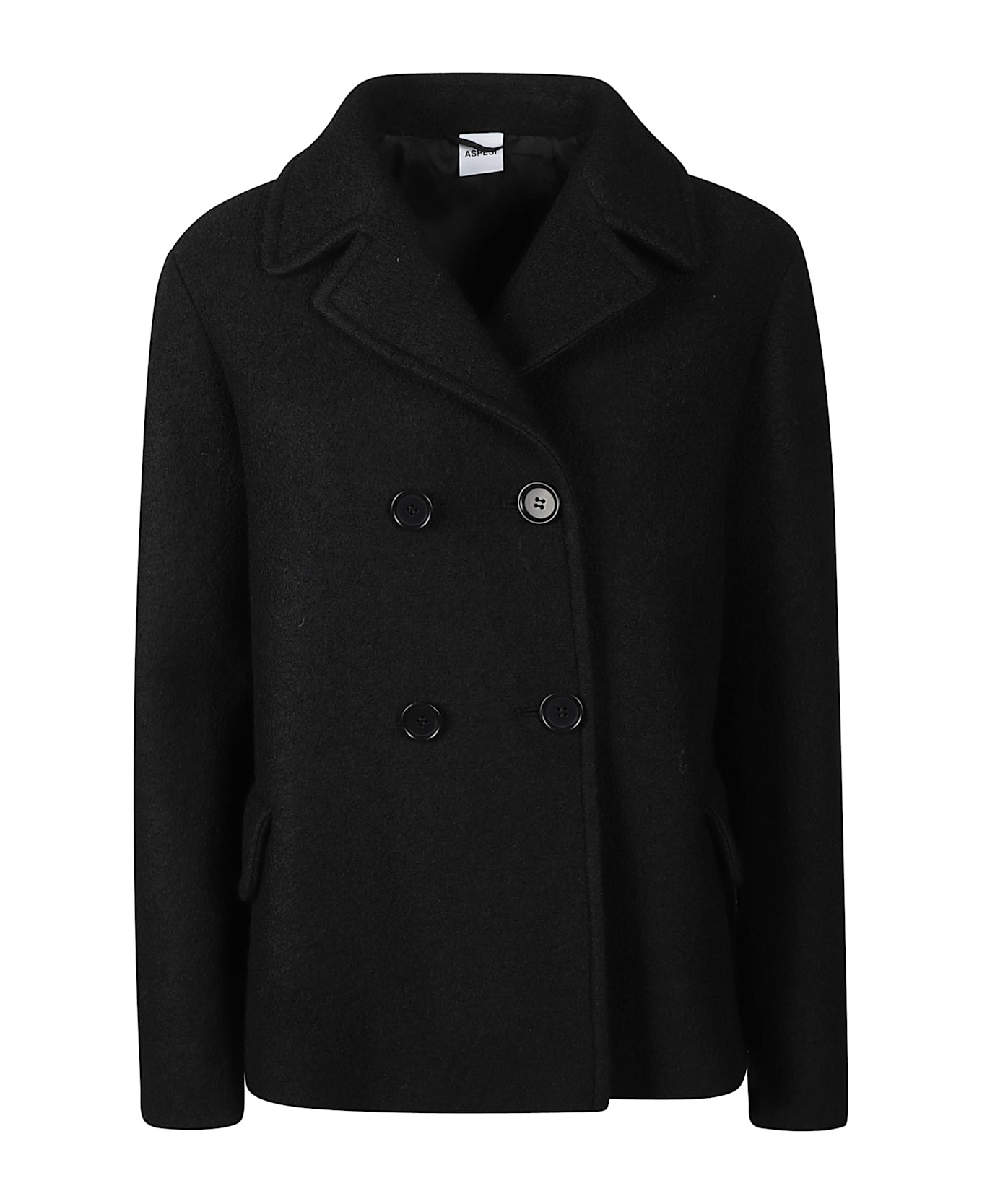 Aspesi Double-buttoned Wrap Jacket - Black