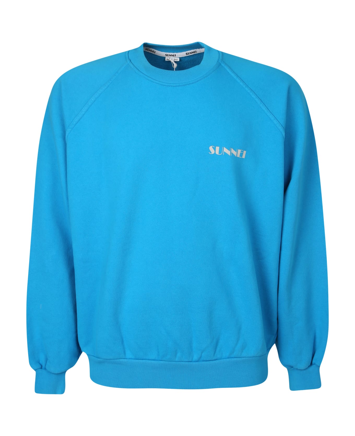 Sunnei Logo Print Round Neck Sweatshirt - Blue
