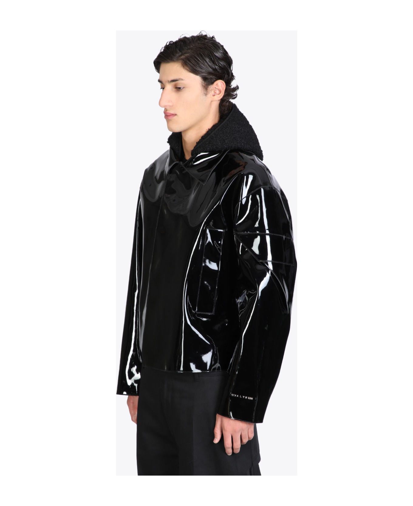 1017 ALYX 9SM Pvc Scout Jacket Black patent jacket with shearling hood - PVC scout jacket - Nero