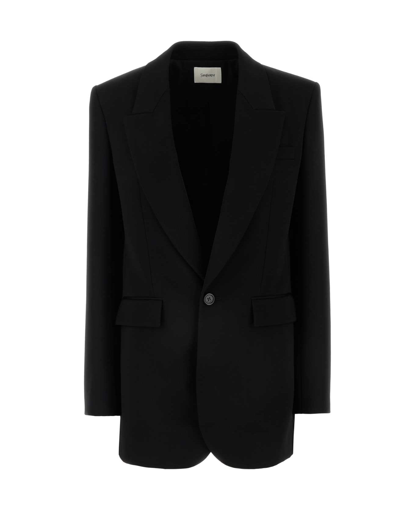 Saint Laurent Black Wool Blazer - NOIR