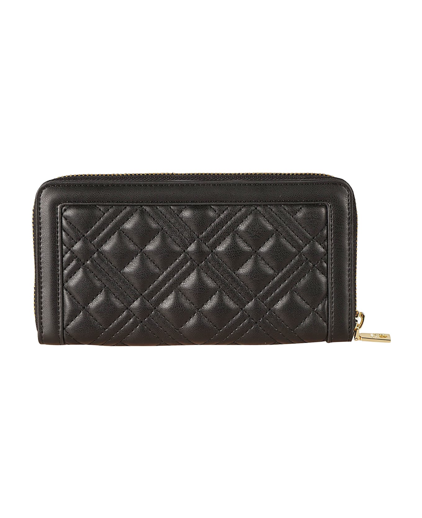 Love Moschino Logo Plaque Quilted Zip-around Wallet - Black