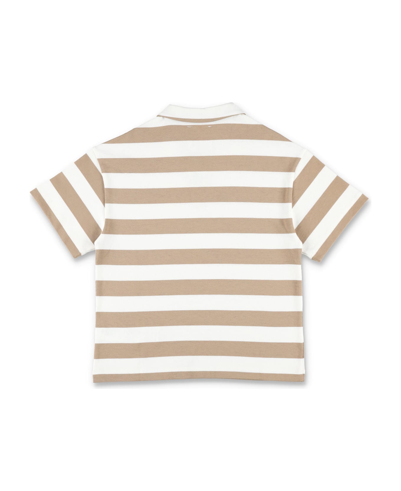 Douuod Kid - Striped Polo Shirt - WHITE BROWN STRIPES